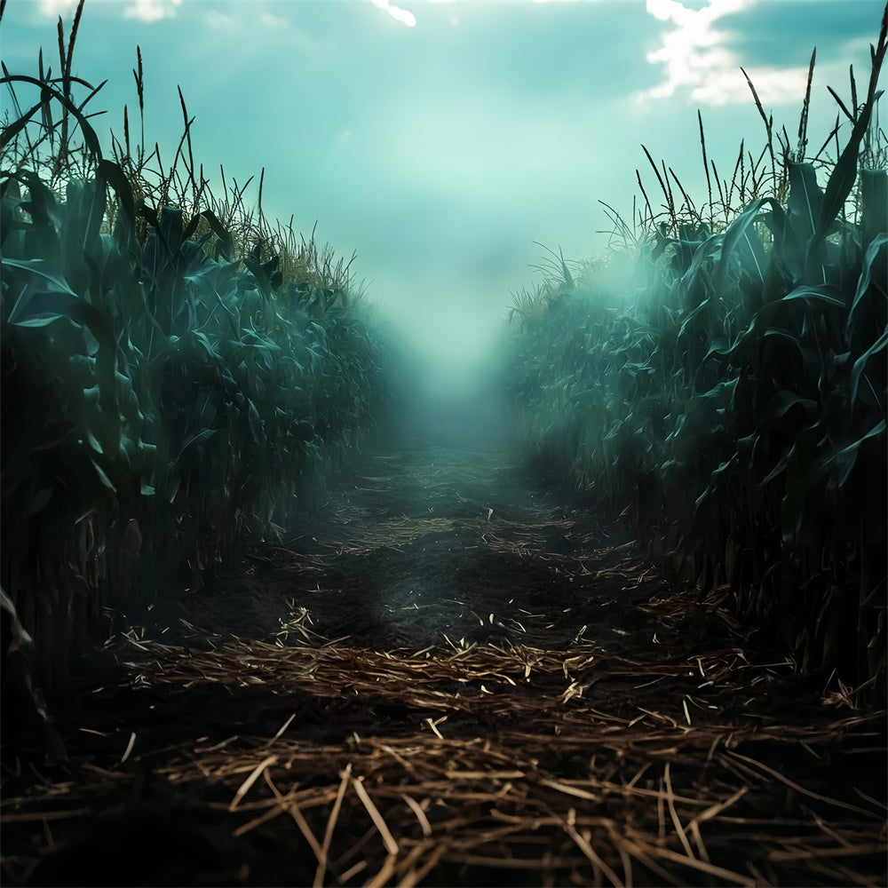 Scary Halloween Backdrop Misty Maize Horror Backdrop LXX57-95