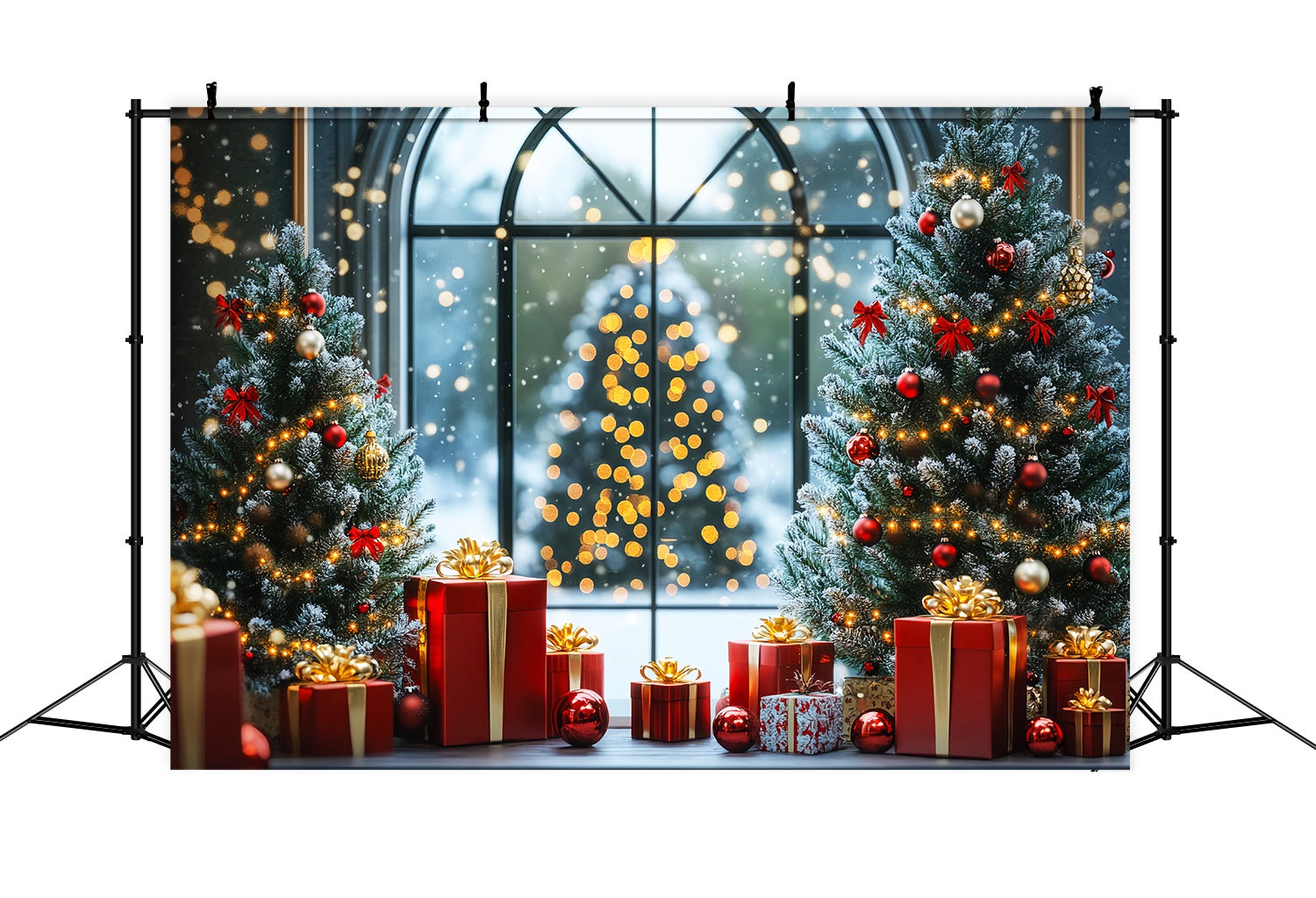 Christmas Tree Backdrop Frosted Christmas Trees Window Light Christmas Backdrops LXX58-100