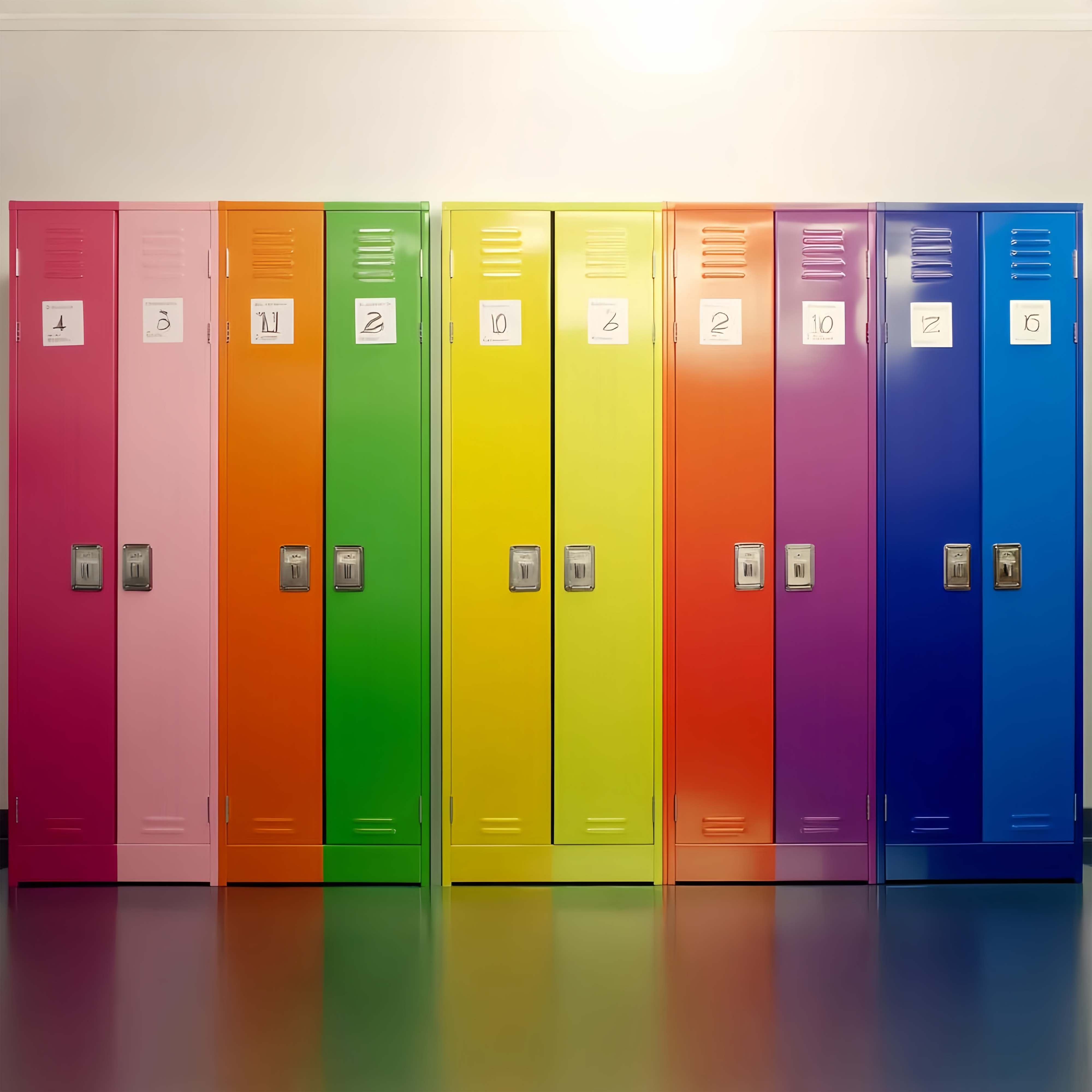 School Locker Backdrop Rainbow Numbered Locker Row Back To School Backdrop LXX58-115