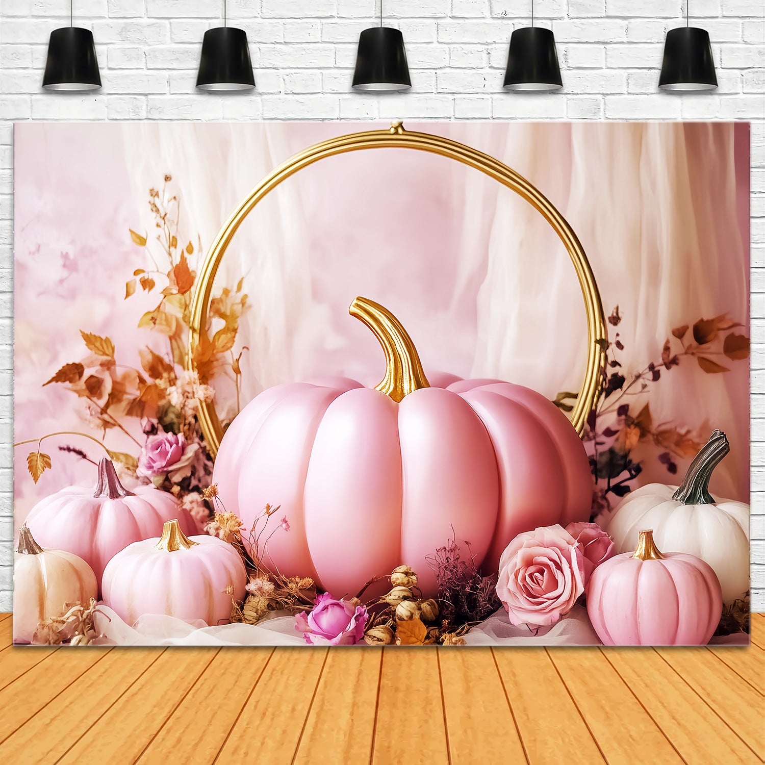 Fall Photo Backdrop Blush Pumpkin Rose Elegance Pink Backdrop LXX58-158