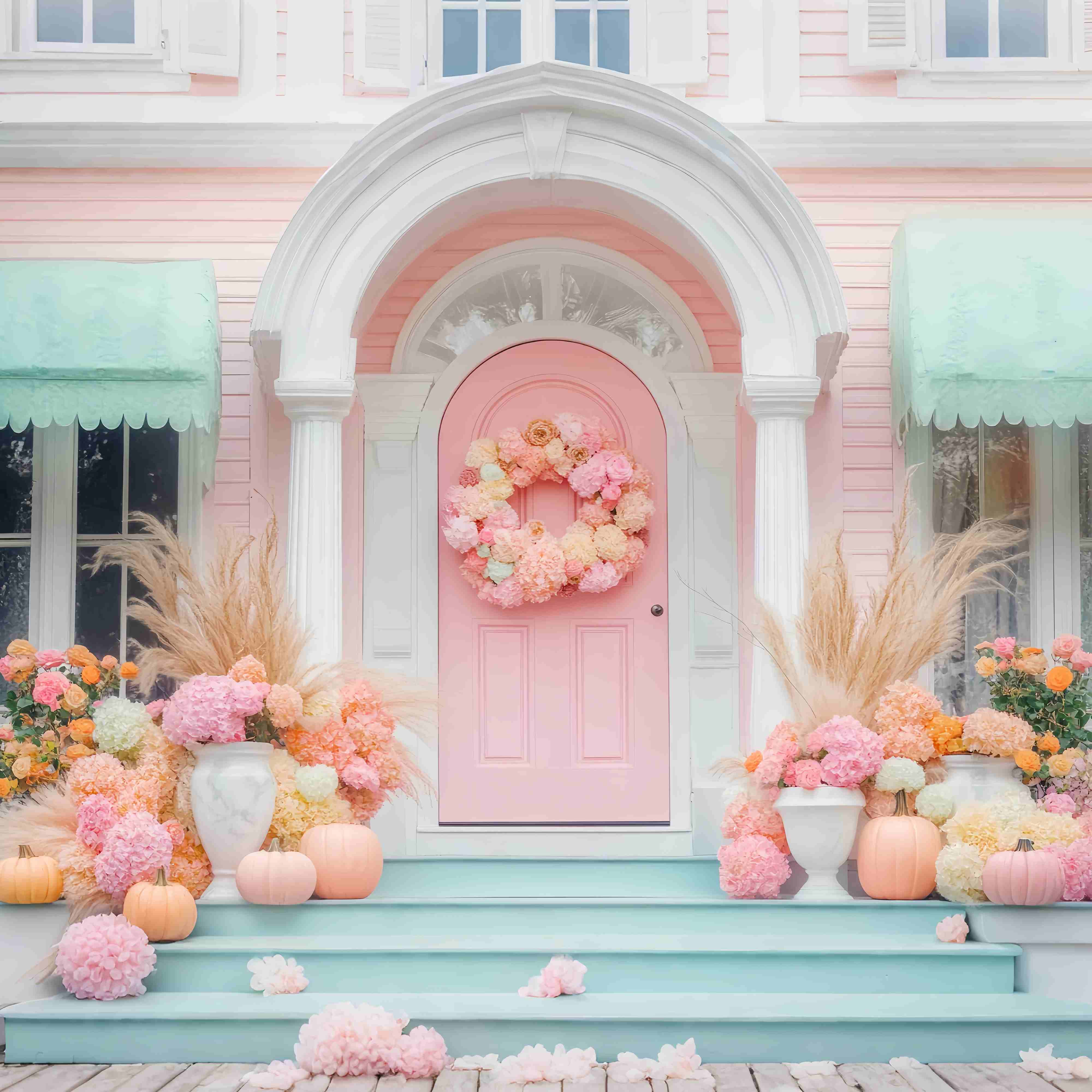 Fall Backdrop for Photos Pastel Door Floral Harvest Floral Backdrop LXX58-159