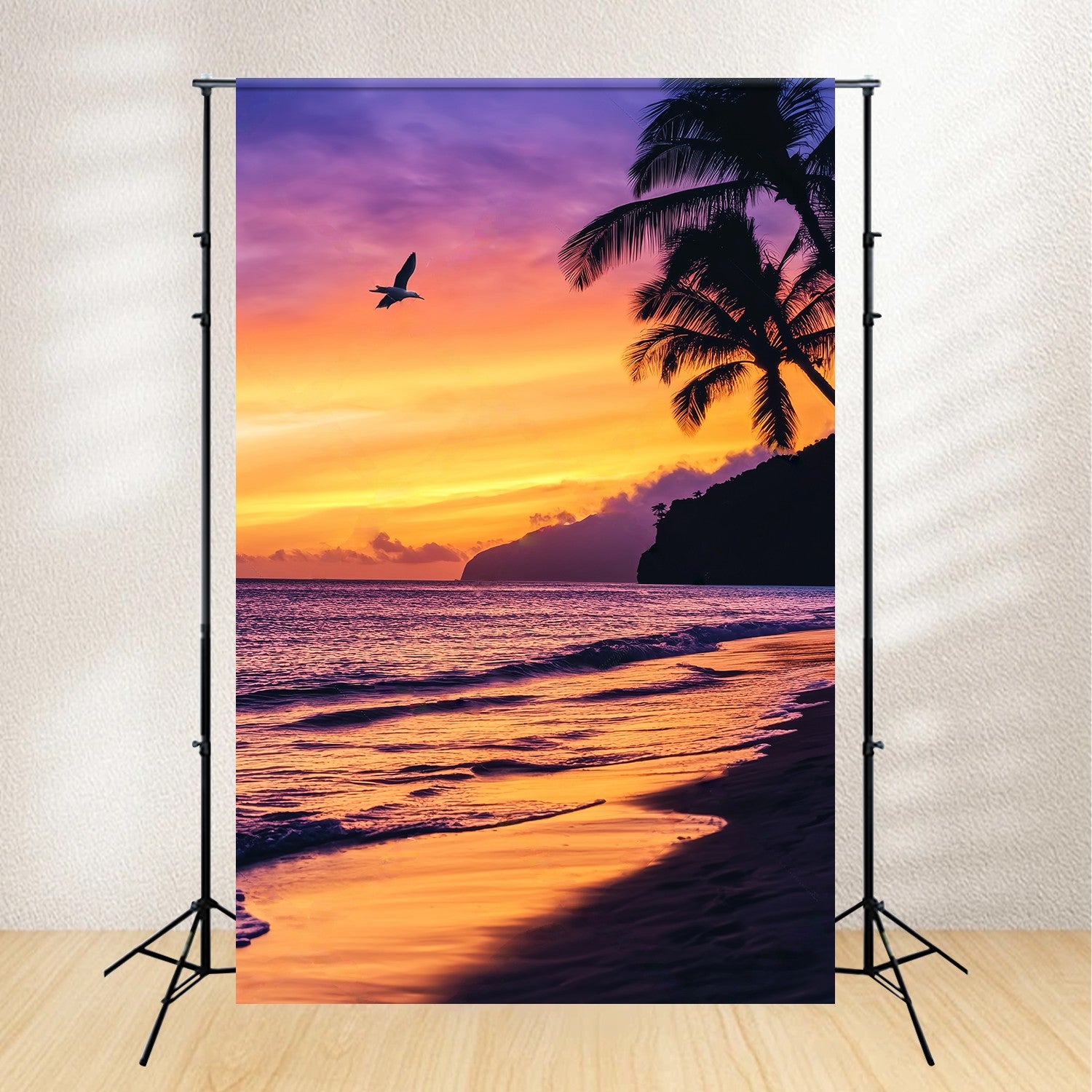 Fall Backdrop Tropical Sunset Palm Silhouette Sunset Backdrop LXX58-163