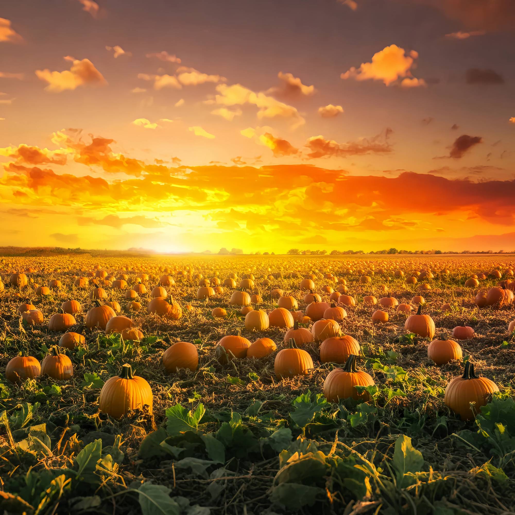 Autumn Fall Backdrop Pumpkin Field Golden Sunset Pumpkin Backdrop LXX58-166