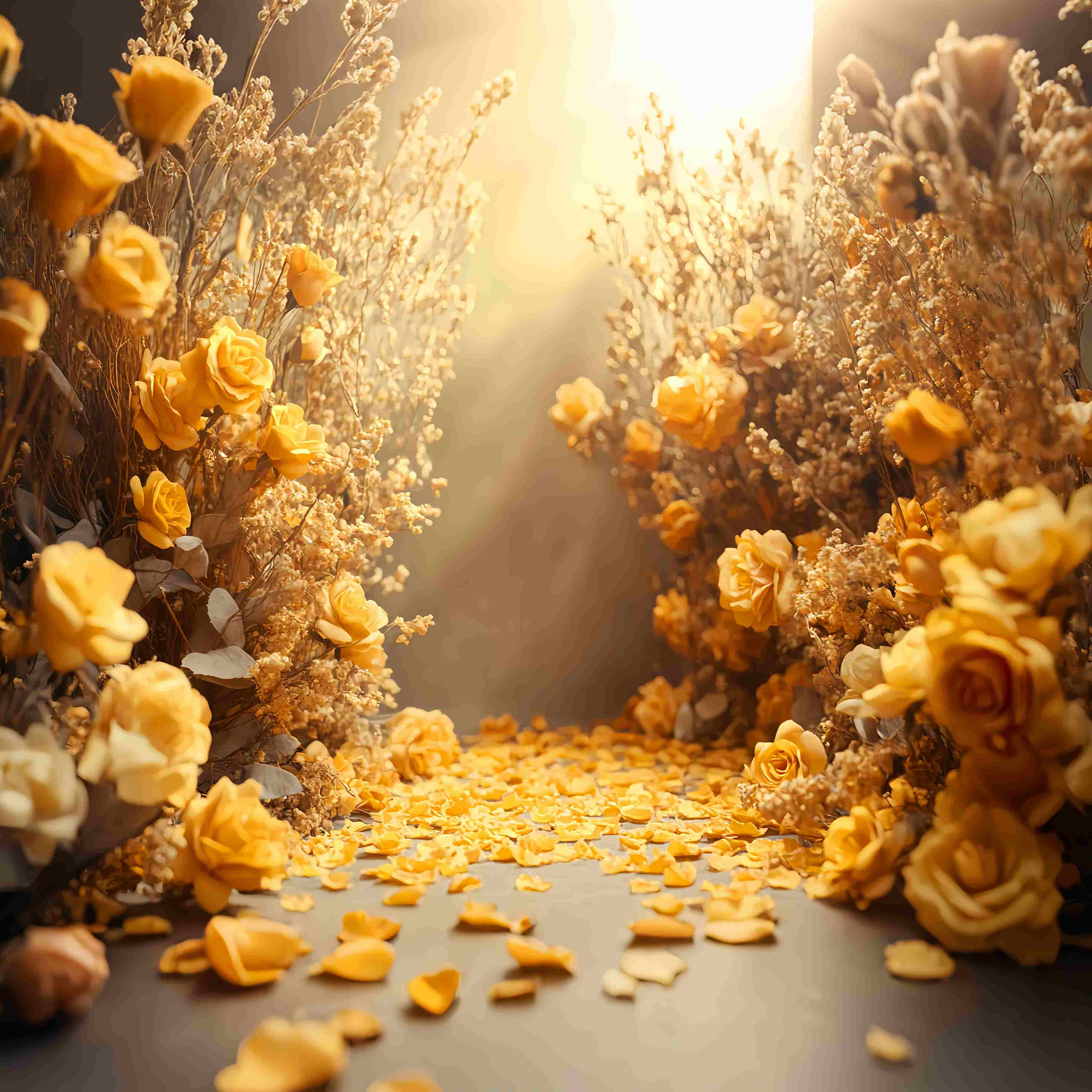 Fall Backdrops for Photography Golden Rose Petal Path Floral Backdrop LXX58-169