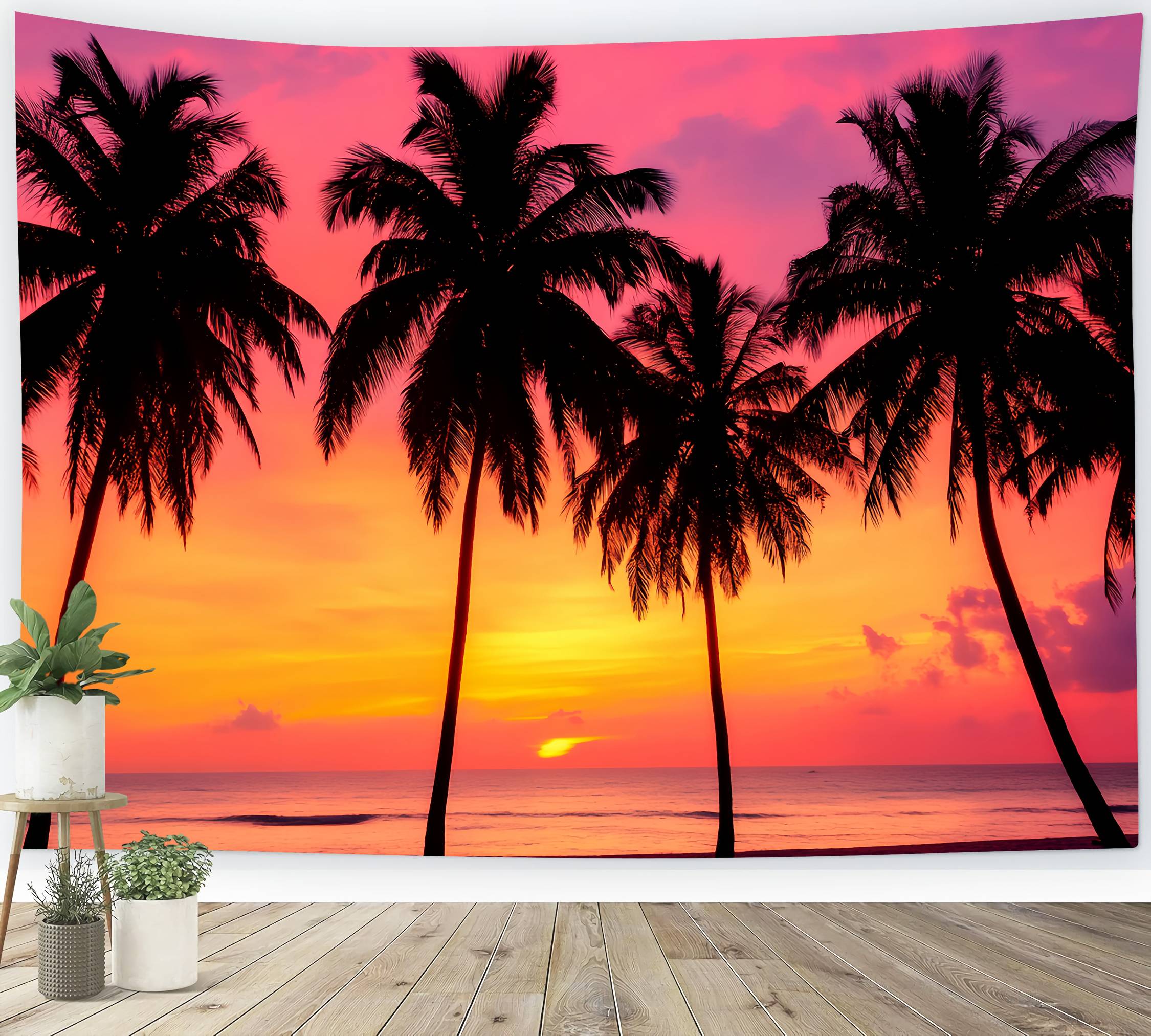 Fall Photo Backdrop Tropical Sunset Palm Silhouettes Sunset Backdrop LXX58-170