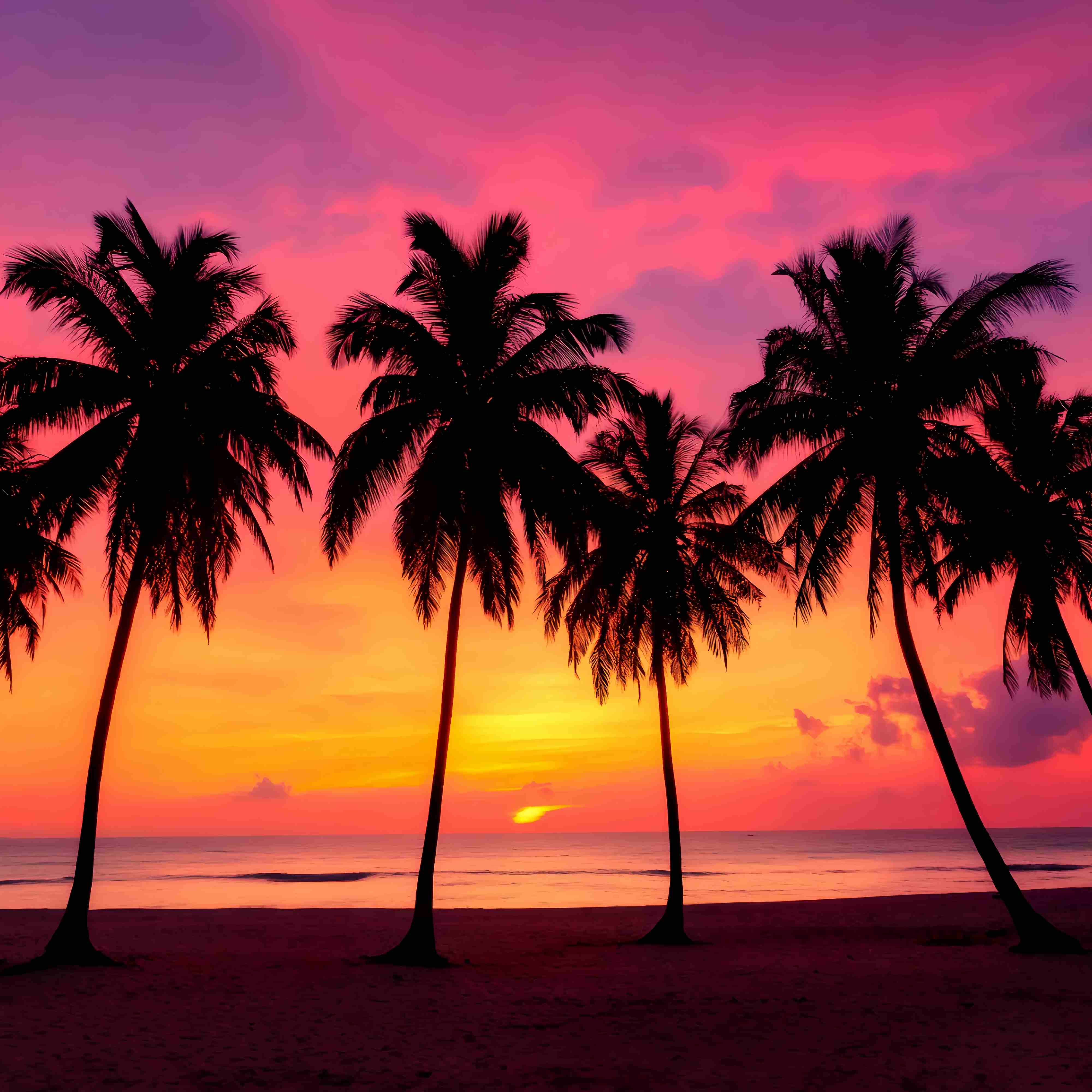 Fall Photo Backdrop Tropical Sunset Palm Silhouettes Sunset Backdrop LXX58-170