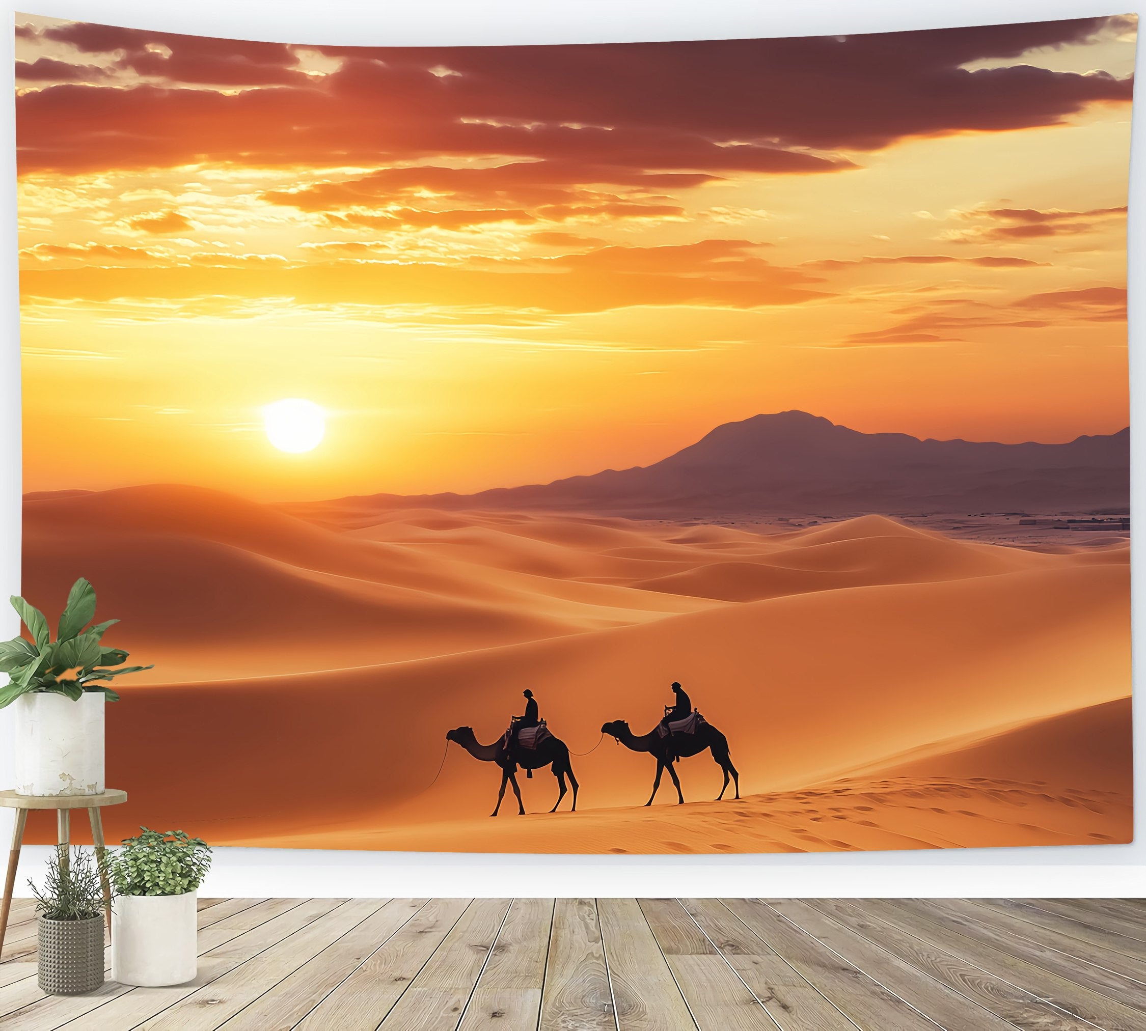 Fall Backdrop Ideas Golden Desert Caravan Silhouette Sunset Backdrop LXX58-173
