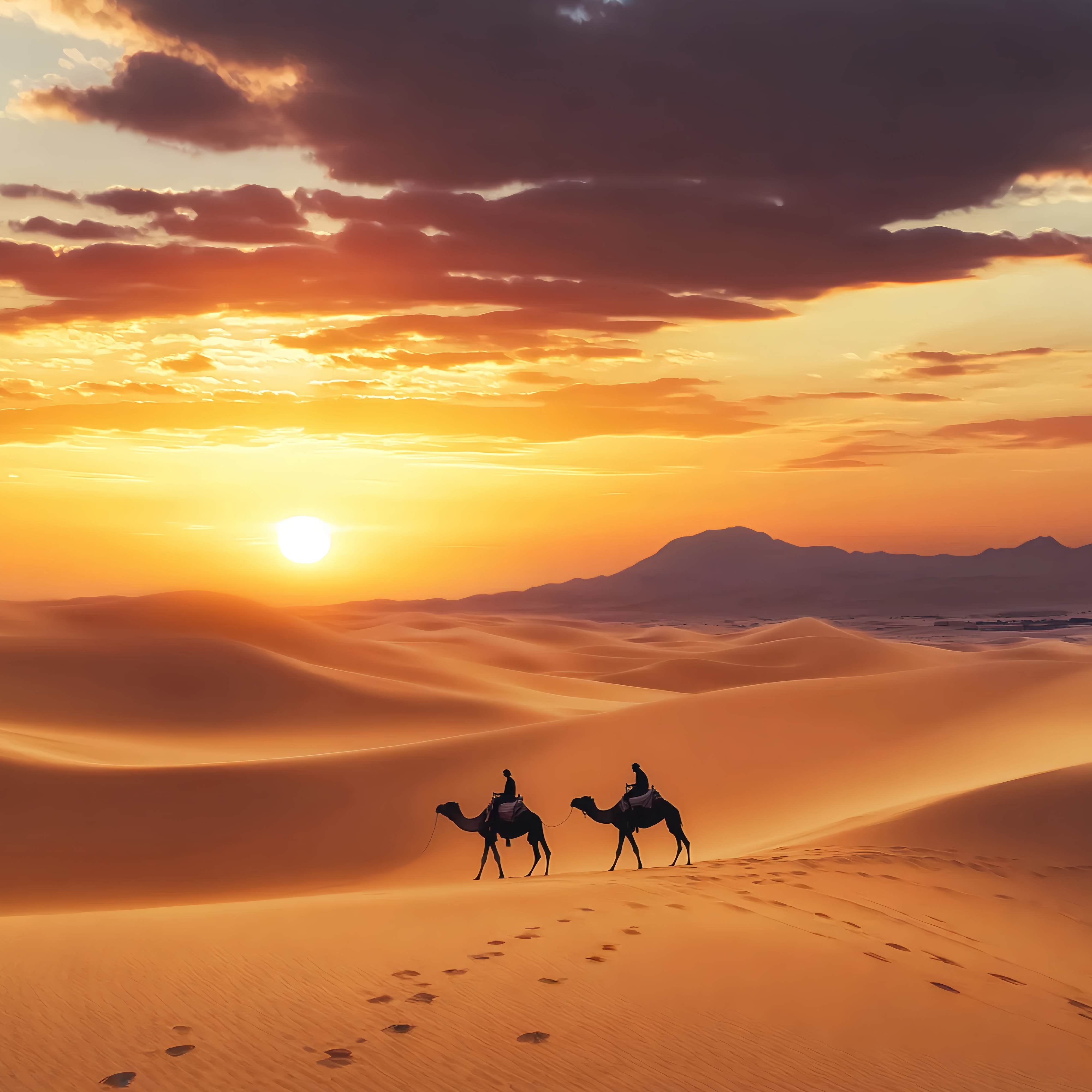 Fall Backdrop Ideas Golden Desert Caravan Silhouette Sunset Backdrop LXX58-173