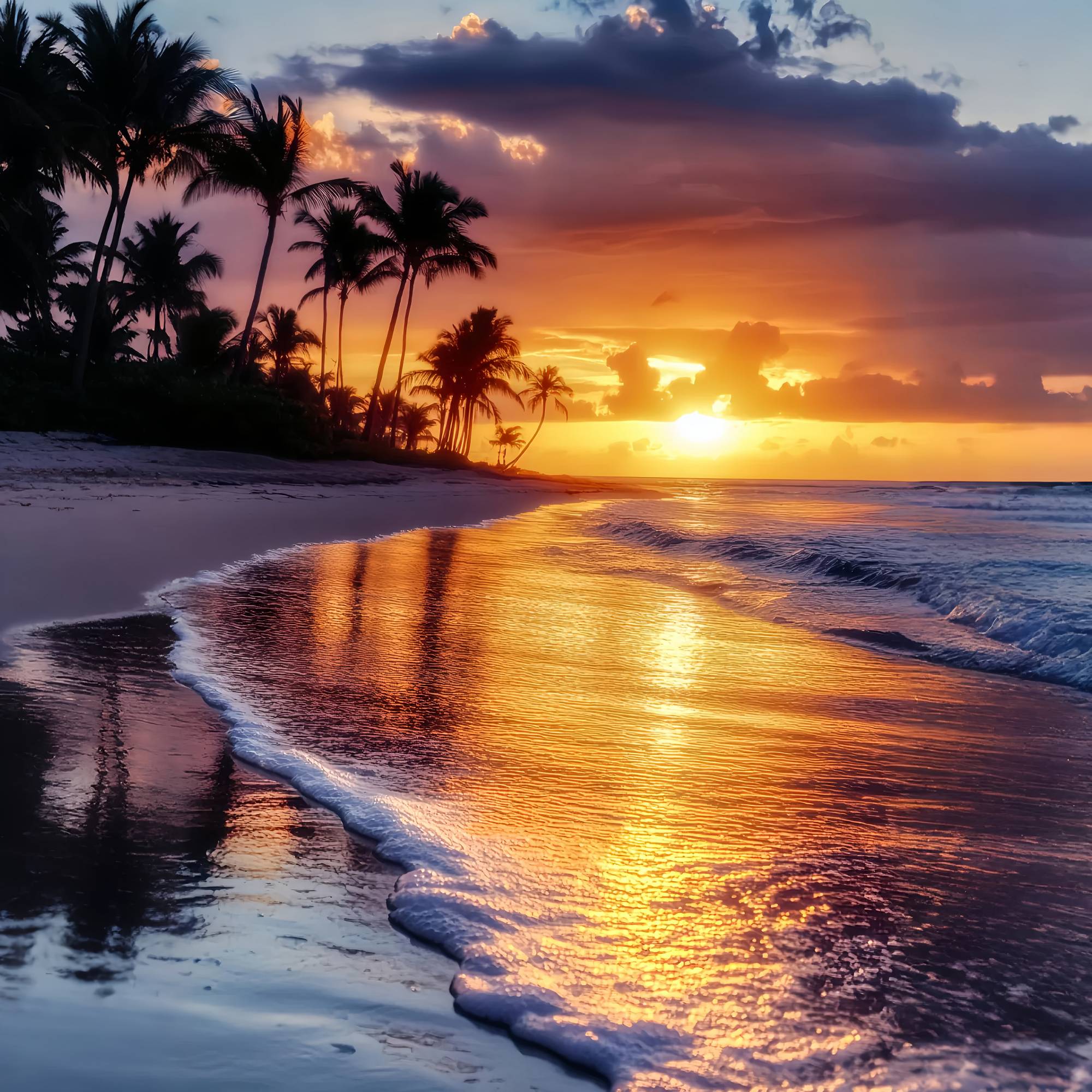 Fall Backdrop Tropical Palm Coast Sunset Glow Sunset Backdrop LXX58-179