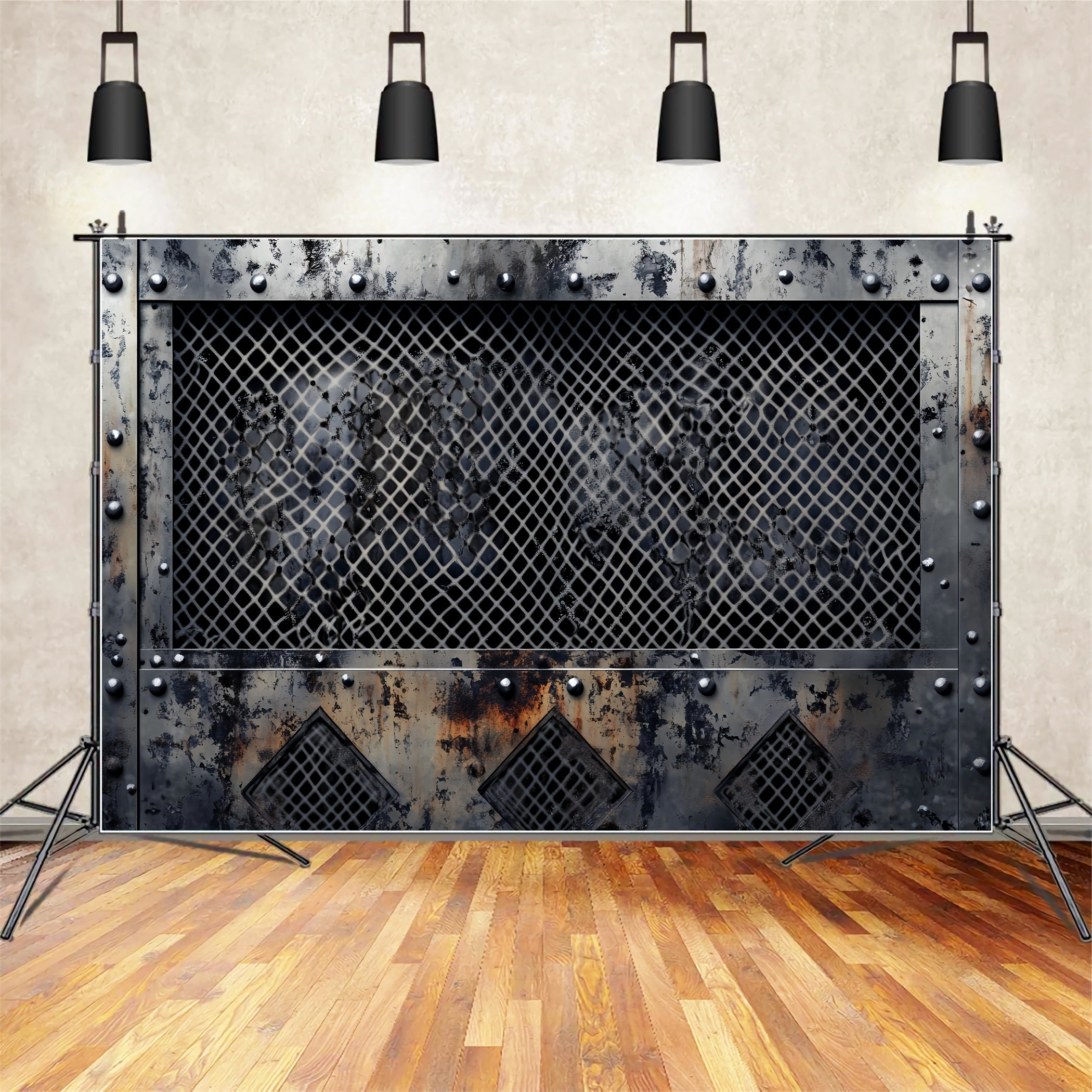 Black Whiter Graffiti Wall Graffiti Rusty Steel Grunge Grid Graffiti Backdrop LXX58-266