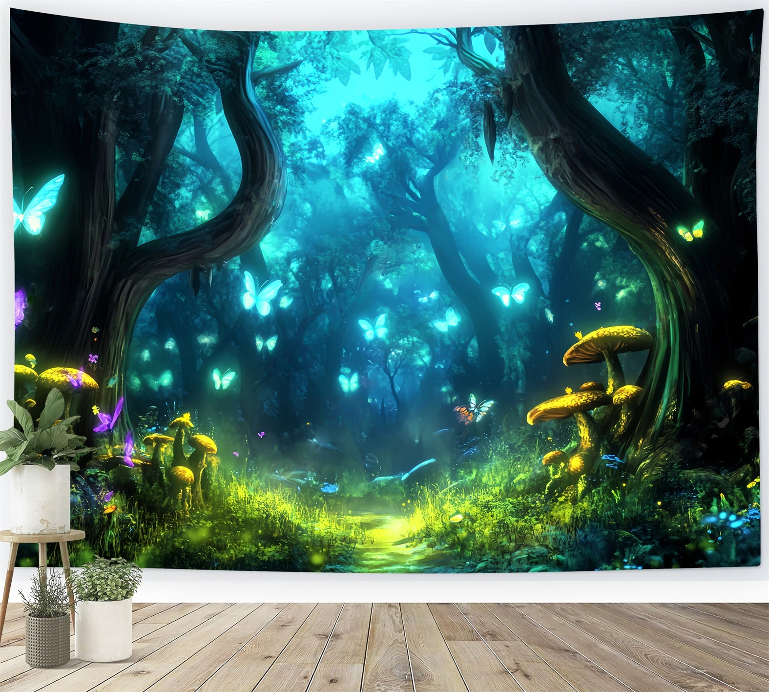 Magical Fairy Forest Glowing Butterfly Enchanted Woods Forest Backdrop Ideas LXX58-285