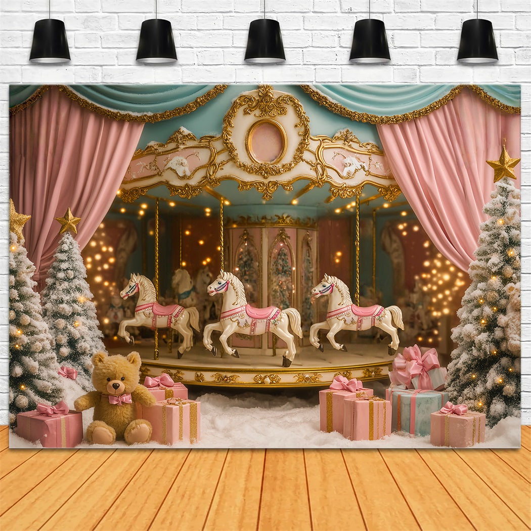 Newborn Backdrop Carousel Horses Winter Wonderland Newborn Photography Backdrops LXX58-343
