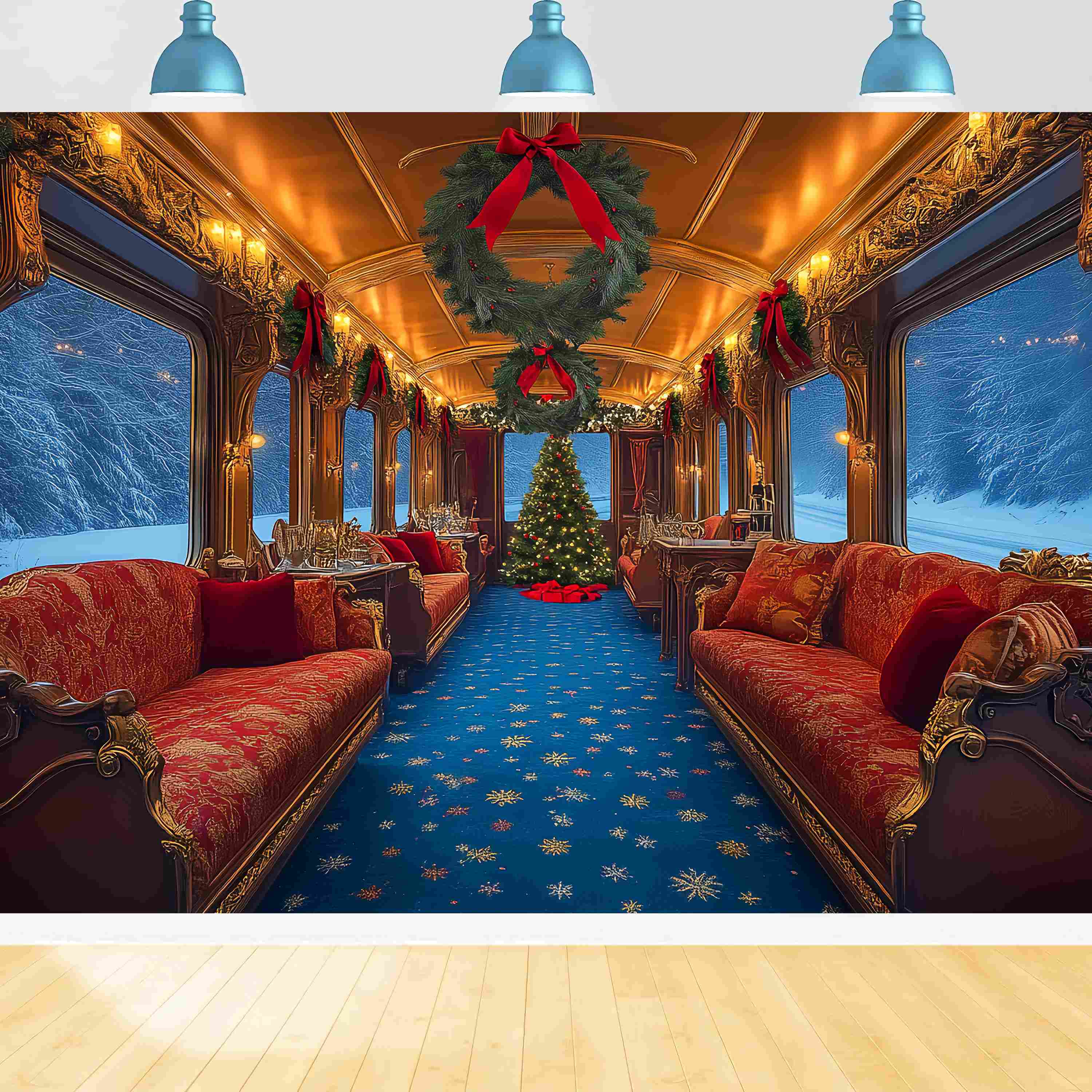 Christmas Photography Backdrops Luxury Christmas Train Lounge Backdrop Christmas LXX58-86