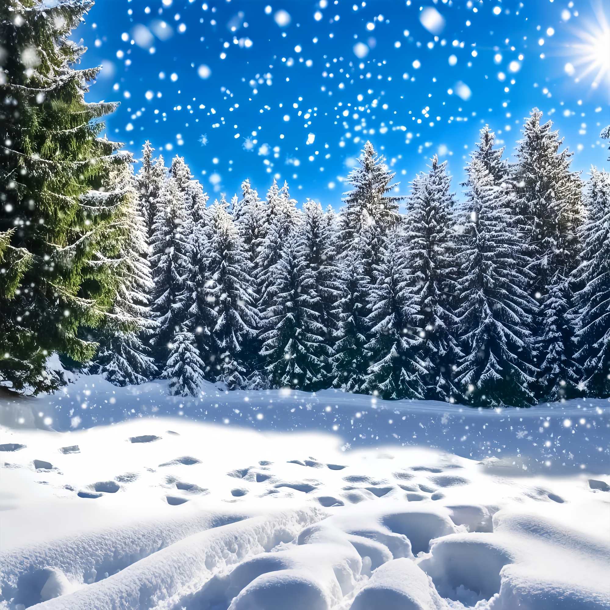 Christmas Tree Farm Backdrop Snowy Fir Forest Sparkle Scene Christmas Backdrop LXX58-88