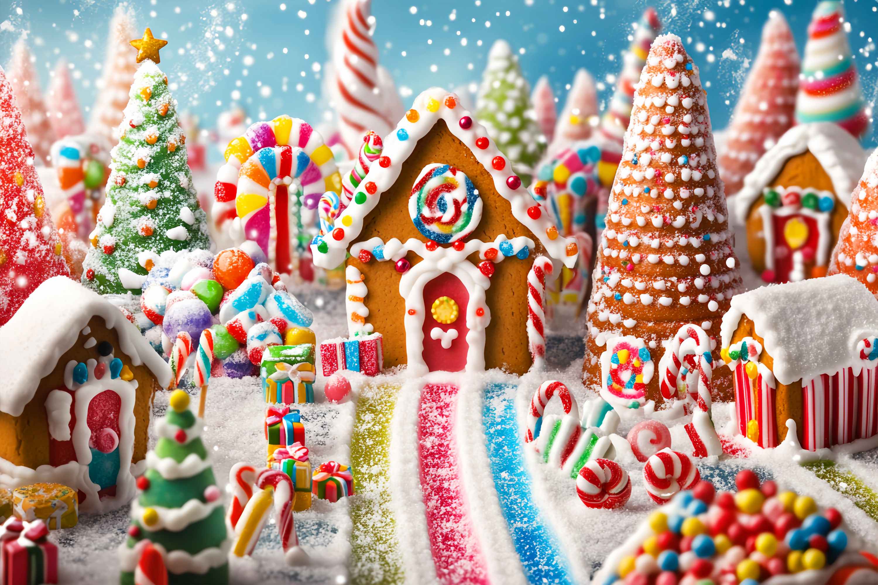 Candyland Christmas Backdrop Candyland Gingerbread Village Scene Christmas Backdrop ideas LXX58-90