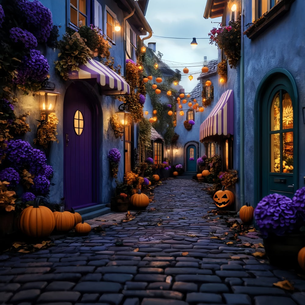 Color Backdrop Haunted Village Pumpkin Lane Halloween Photography Backdrop LXX59-101