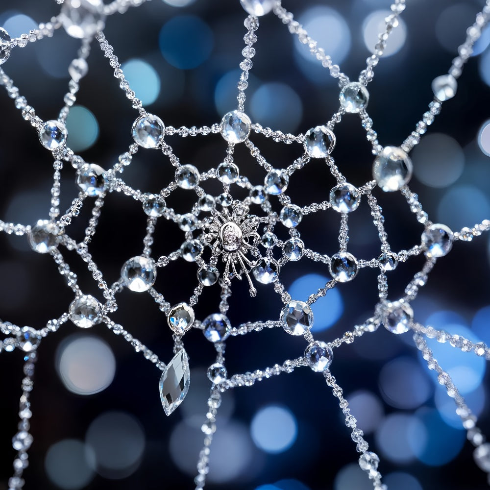 Halloween Spider Backdrop Crystal Spiderweb Sparkle Halloween Backdrop Ideas LXX59-109