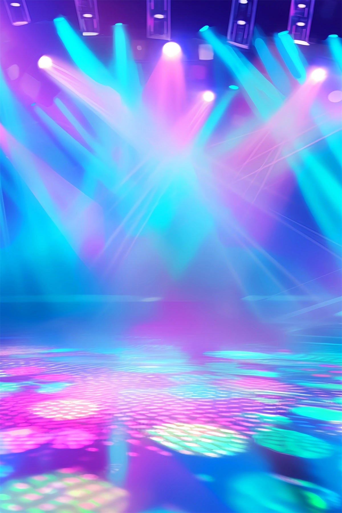Abstract Dance Studio Backdrop Vibrant Neon Stage Illumination Dance Backdrop LXX59-14
