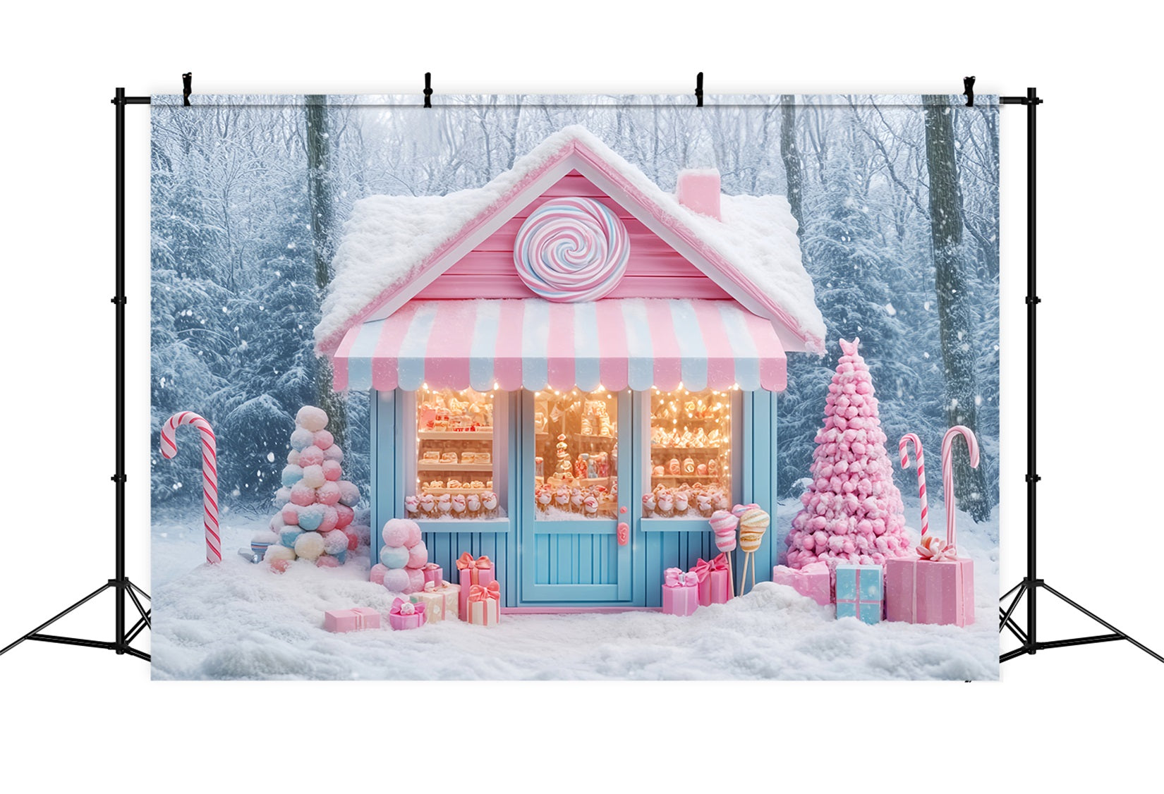 Candyland Backdrop Candy Shop Winter Wonderland Christmas Backdrop LXX59-162