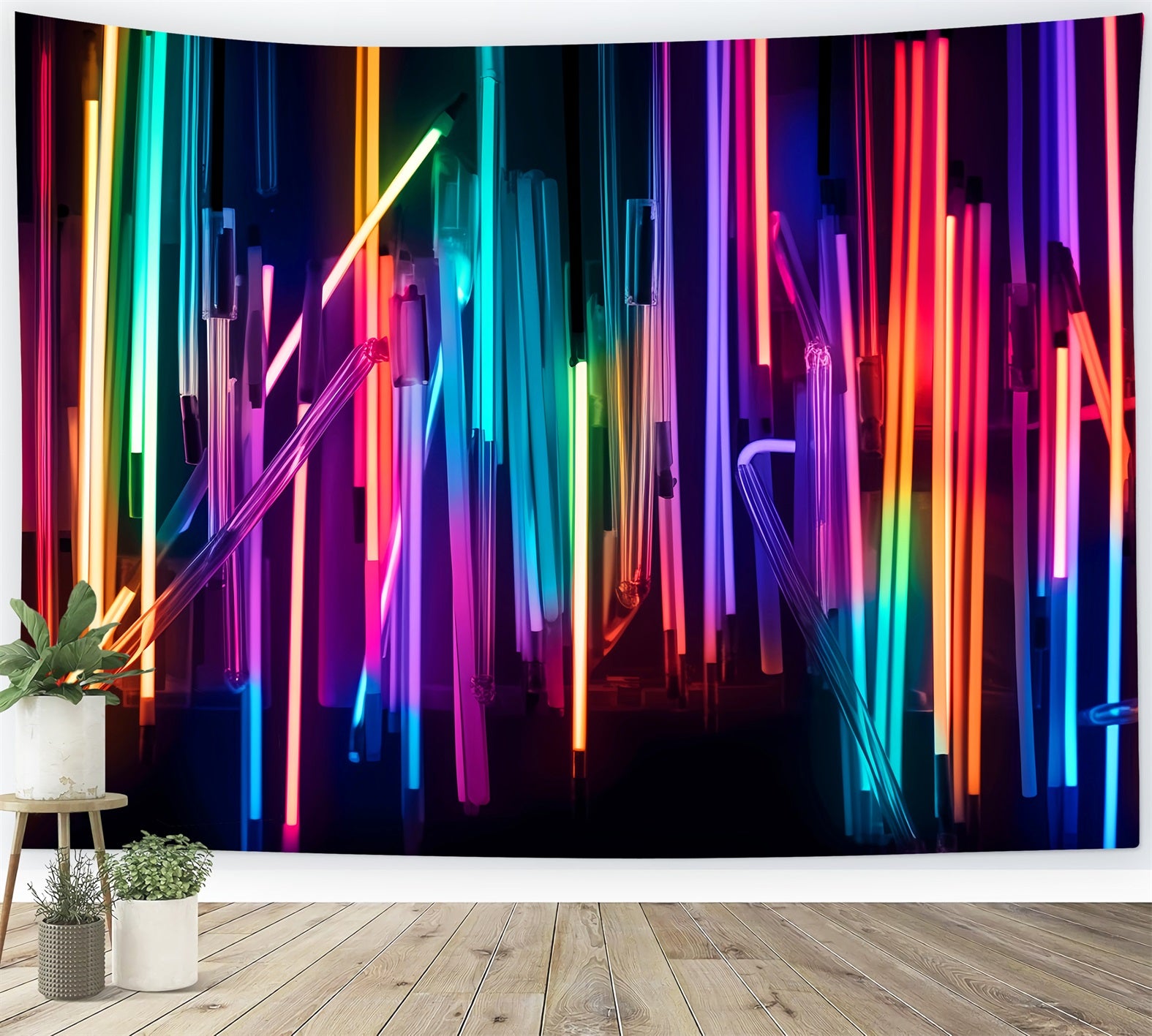 Dance Studio Backdrop Neon Rainbow Glow Lights Photography Dance Backdrop LXX59-17