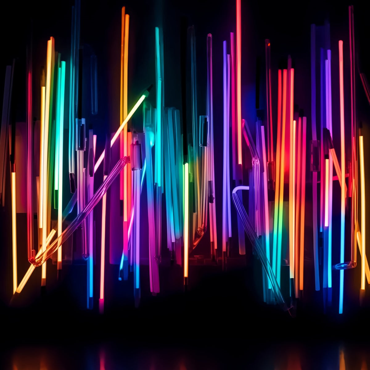 Dance Studio Backdrop Neon Rainbow Glow Lights Photography Dance Backdrop LXX59-17