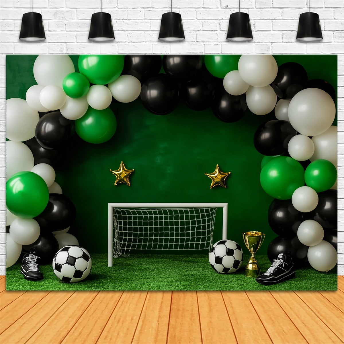 Sports Backdrop Soccer Balloons Goal Celebration Football Backdrop LXX59-297