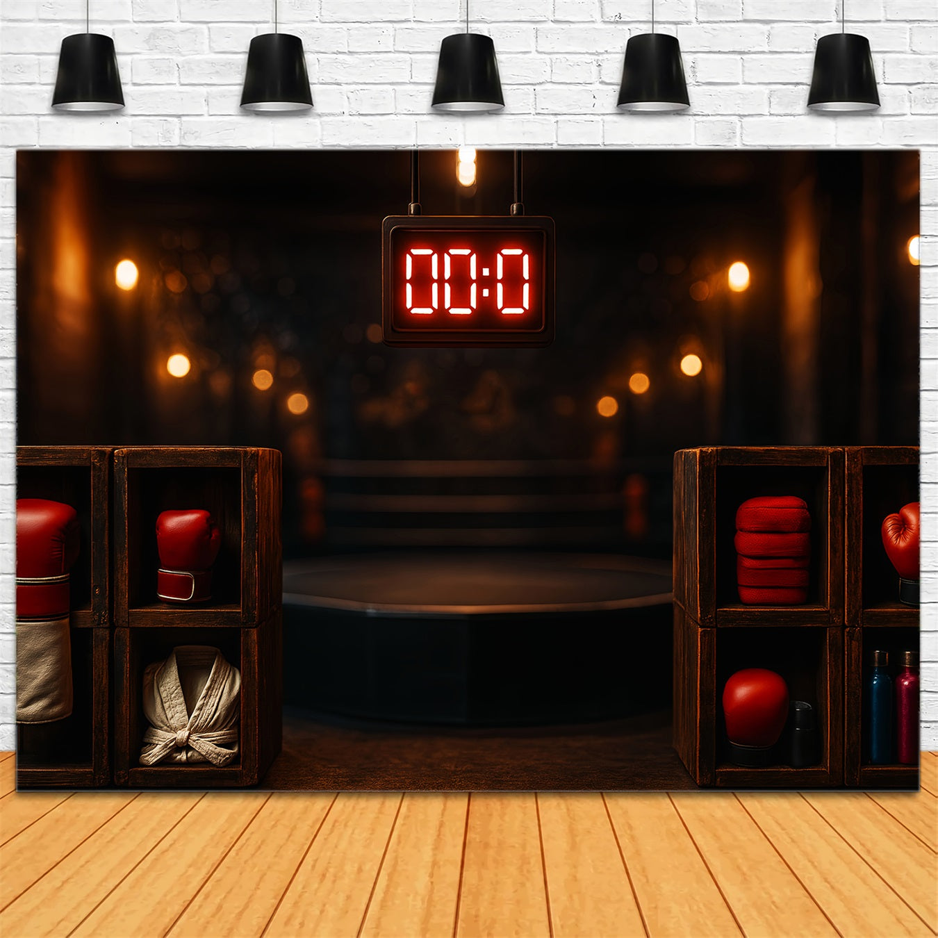Sports Backdrop Boxing Ring Countdown Moment Sports Backdrops for Photography LXX59-301