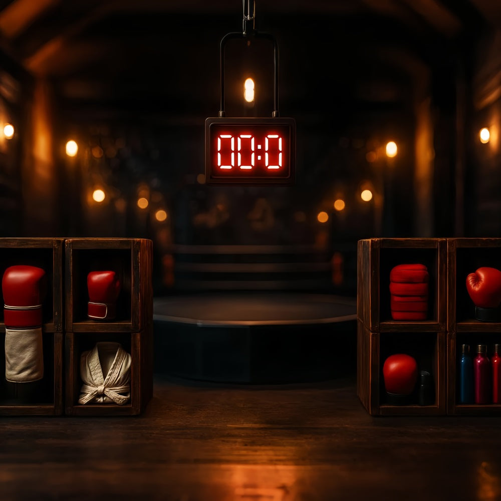 Sports Backdrop Boxing Ring Countdown Moment Sports Backdrops for Photography LXX59-301