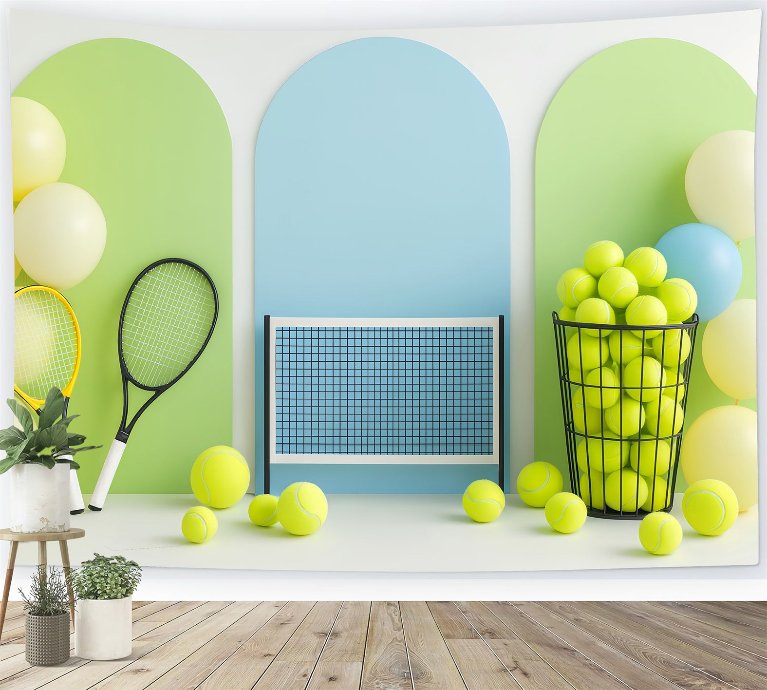 Sports Backdrop Bright Tennis Net Balloon Display Sports Backdrops LXX59-308