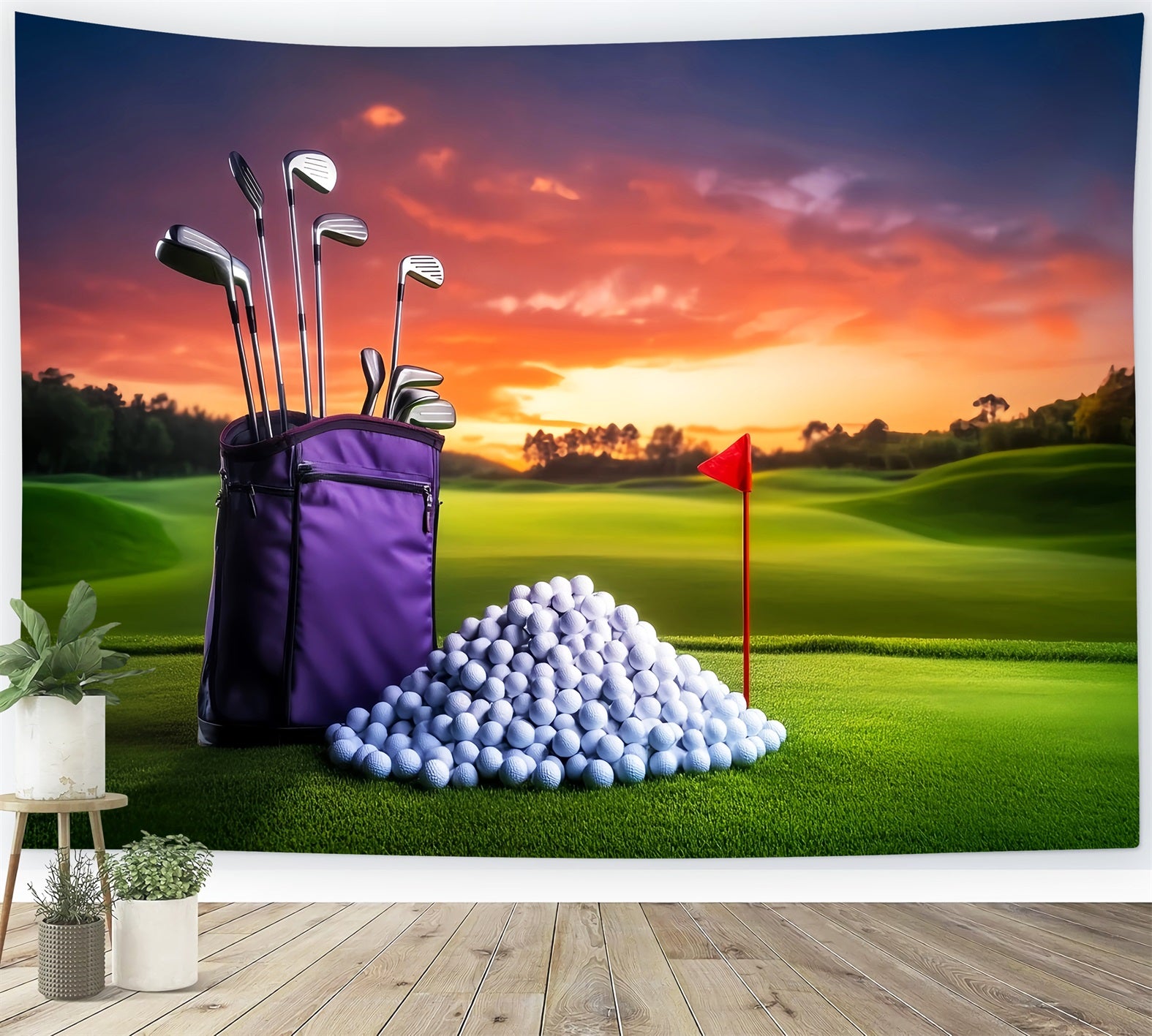Basketball Backdrop Sunset Golf Course Equipment Sports Backdrop LXX59-309