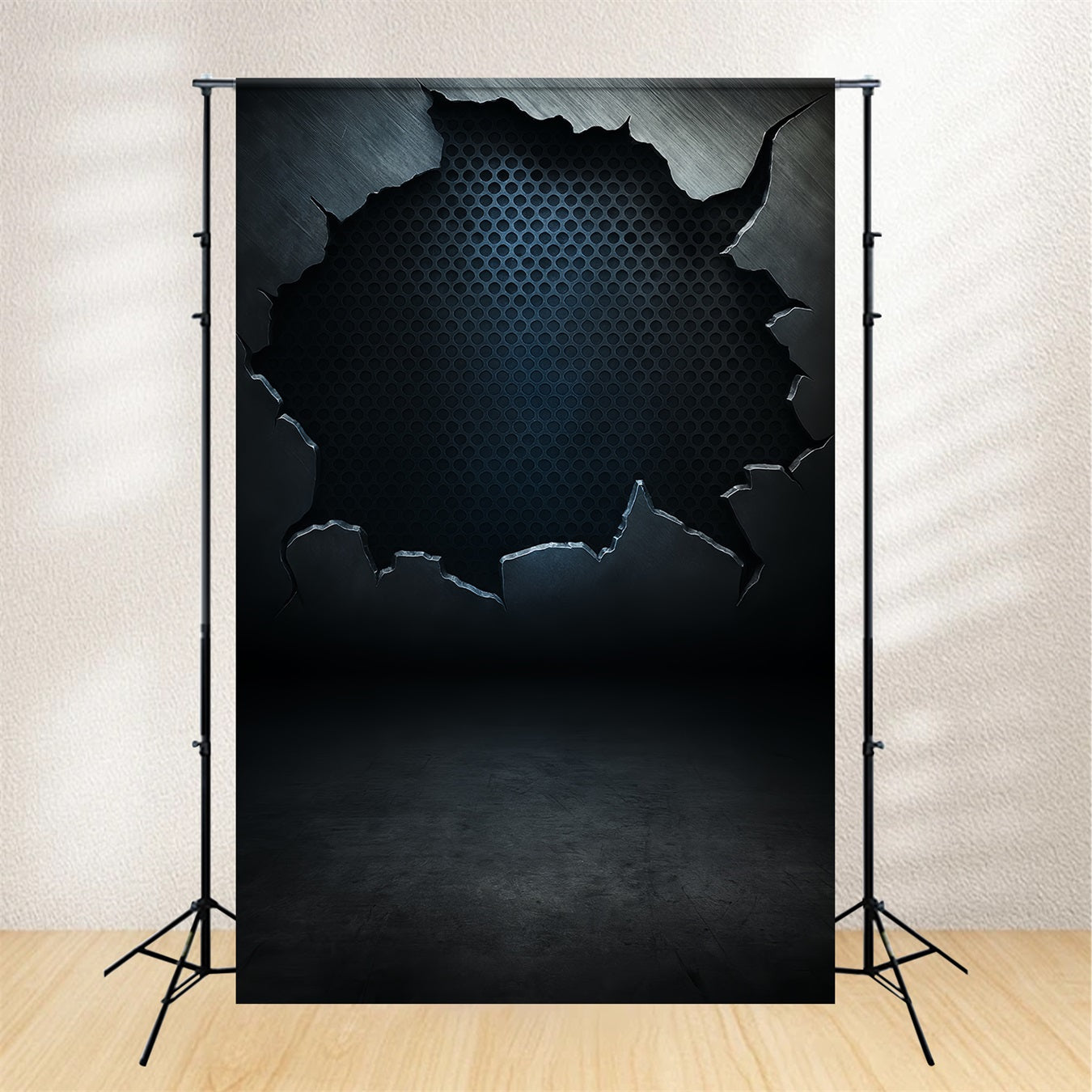 Concrete Photo Backdrop Industrial Metal Grid Texture Portrait Backdrop LXX59-432