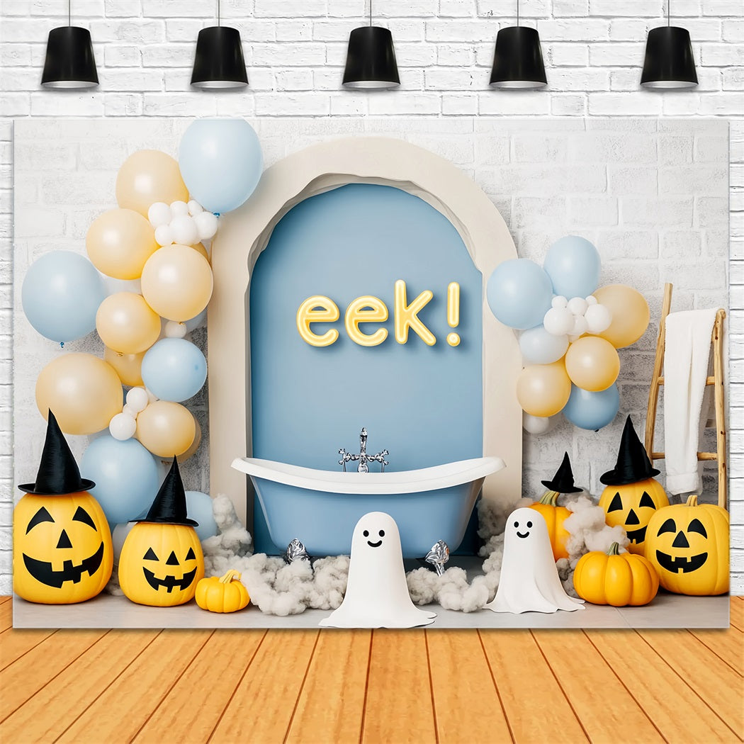 Halloween Ghost Backdrop Smiling Ghosts Balloons Bathtub Halloween Backdrops LXX59-87