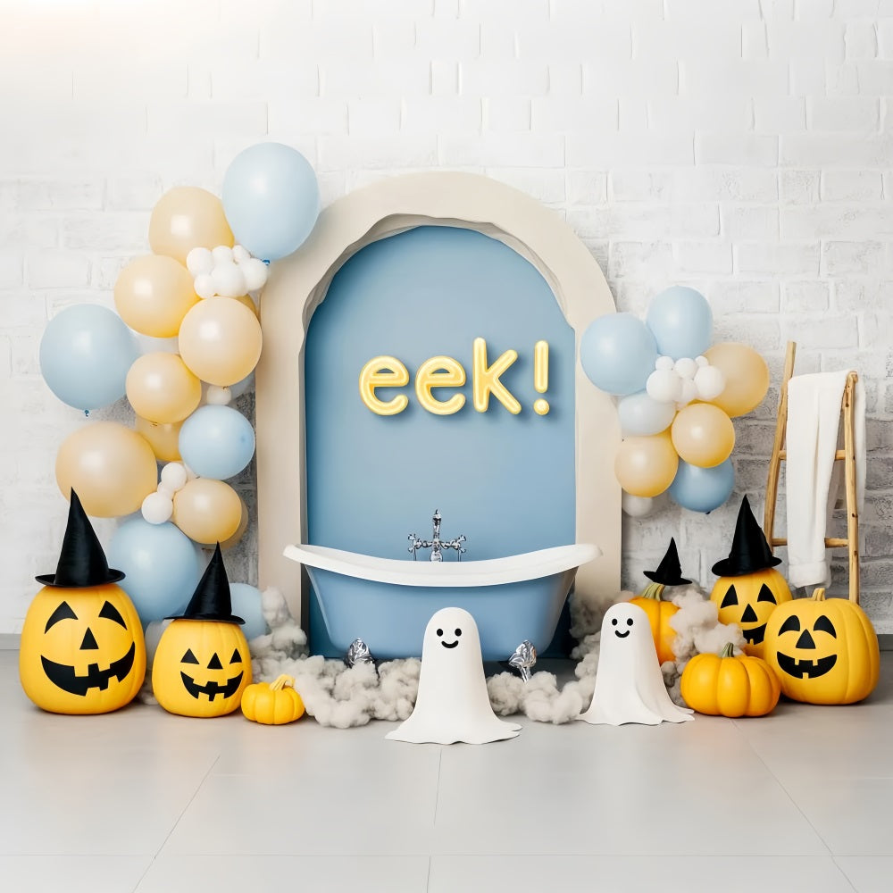 Halloween Ghost Backdrop Smiling Ghosts Balloons Bathtub Halloween Backdrops LXX59-87