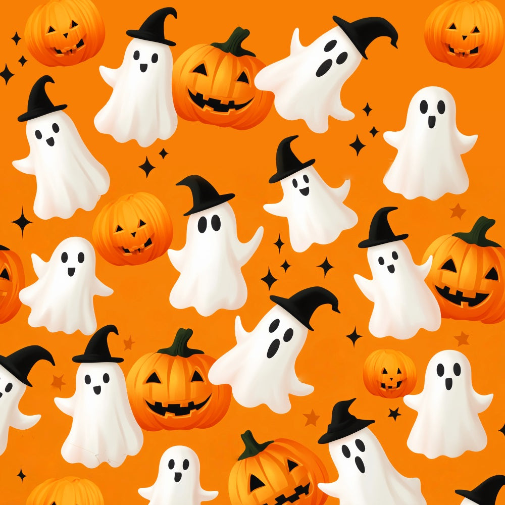 Ghost Backdrop Pumpkin Ghost Pattern Design Halloween Photo Backdrop LXX59-88