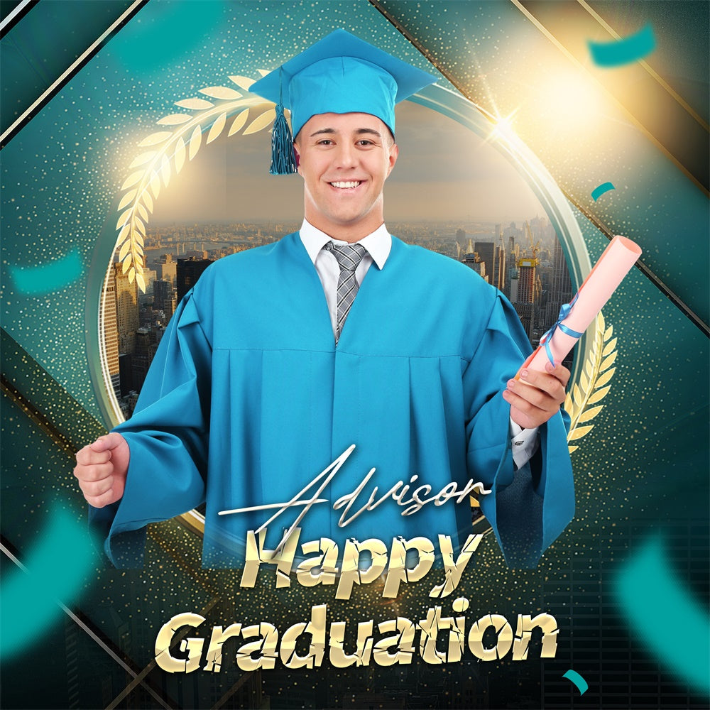 Graduation Backdrop City Light Modern Customized Party Graduation Backdrop LXX6-154