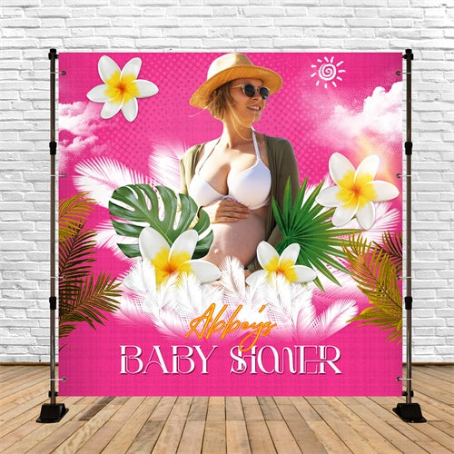 Custom Baby Shower Backdrop Tropical Bloom Summer Backdrop LXX6-219
