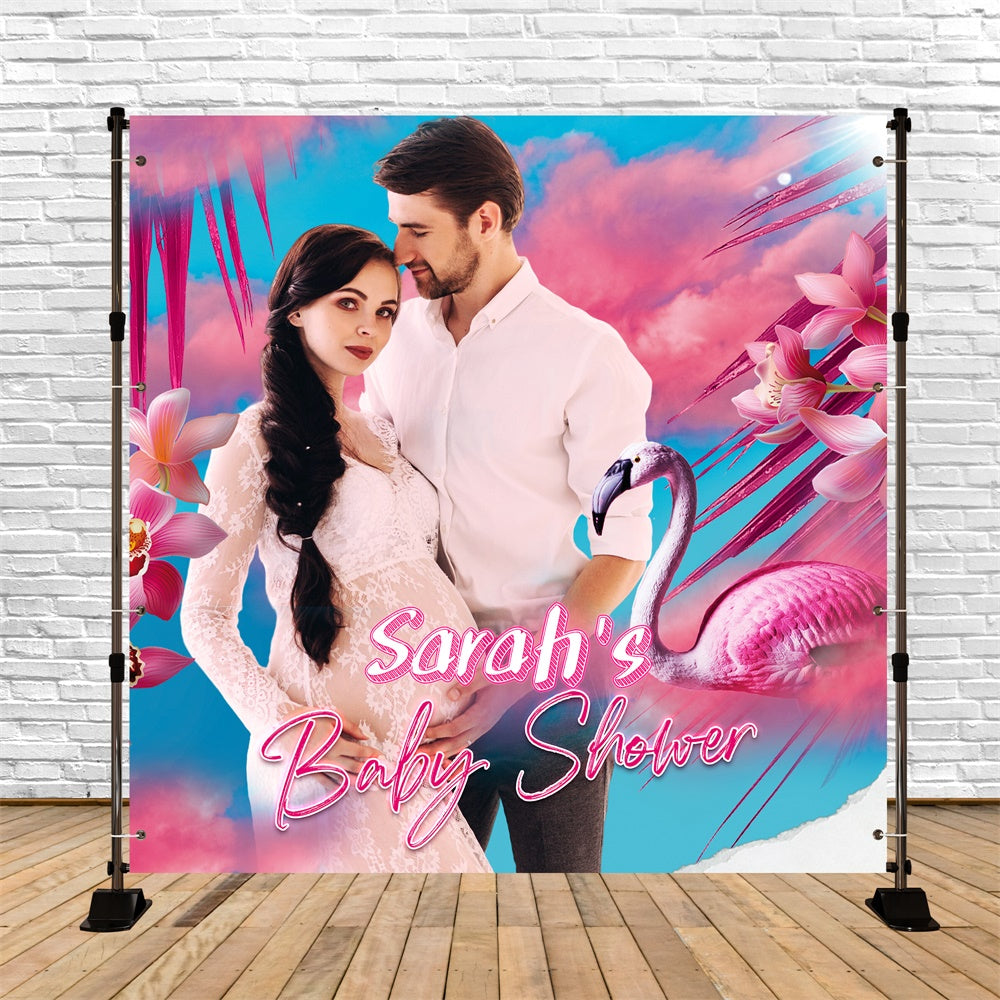 Baby Shower Photo Backdrop Flamingo Fantasy Personalized Backdrop LXX6-220