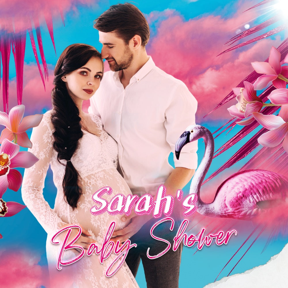 Baby Shower Photo Backdrop Flamingo Fantasy Personalized Backdrop LXX6-220