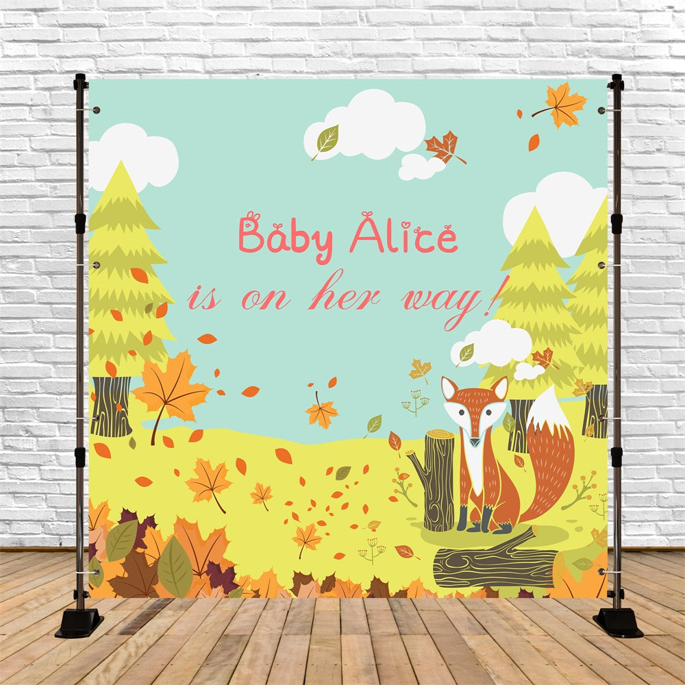 Backdrops For Baby Shower Autumn Leaves Fox Customized Backdrop LXX6-221