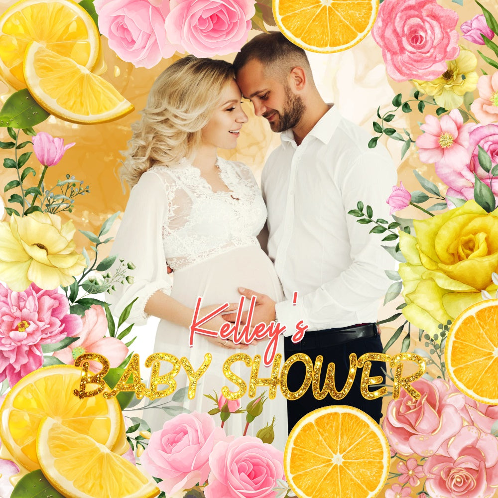 Backdrops For Baby Shower Lemon Blossom Love Custom Backdrop LXX6-231