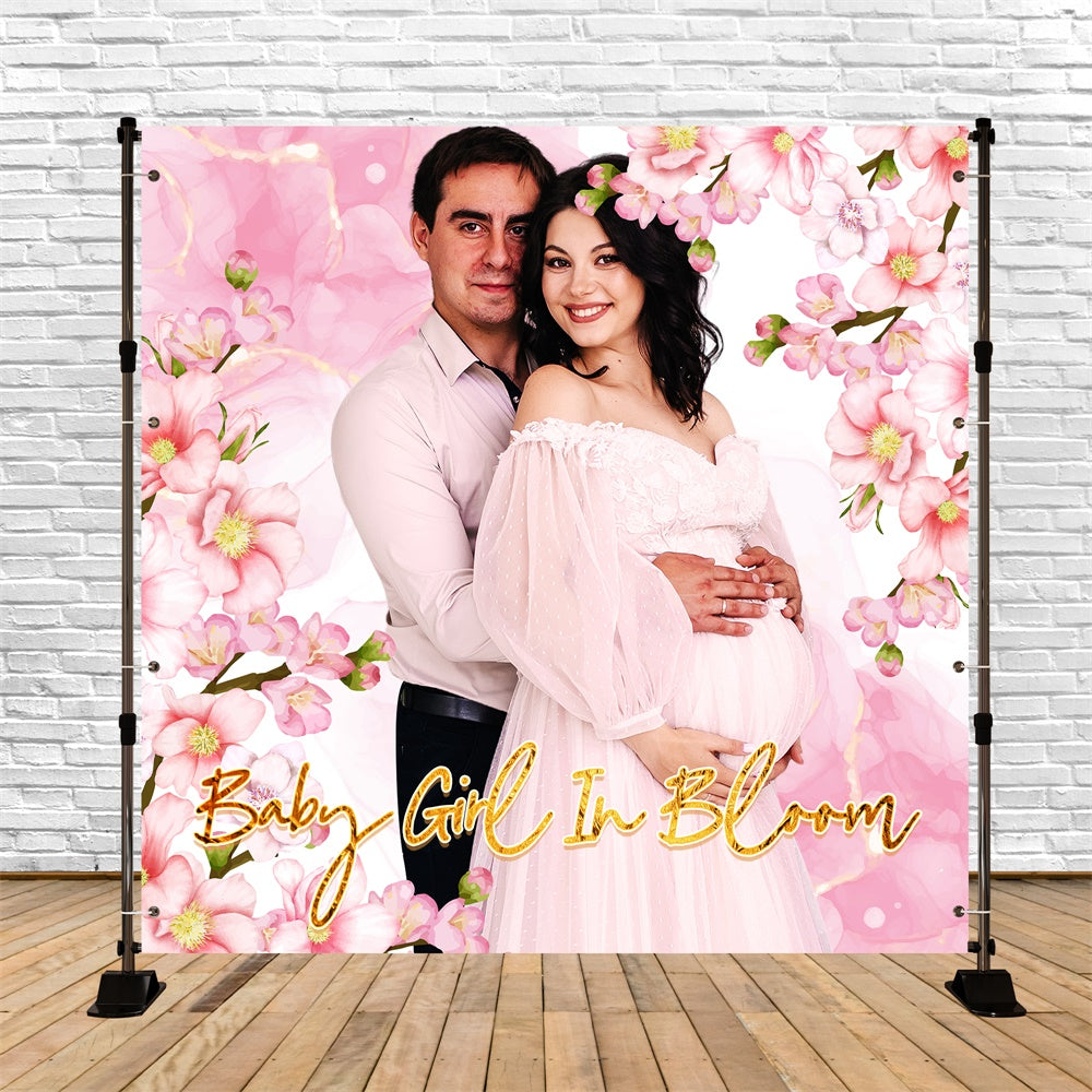Baby Shower Backdrops Pink Petal Embrace Personalized Backdrop LXX6-232