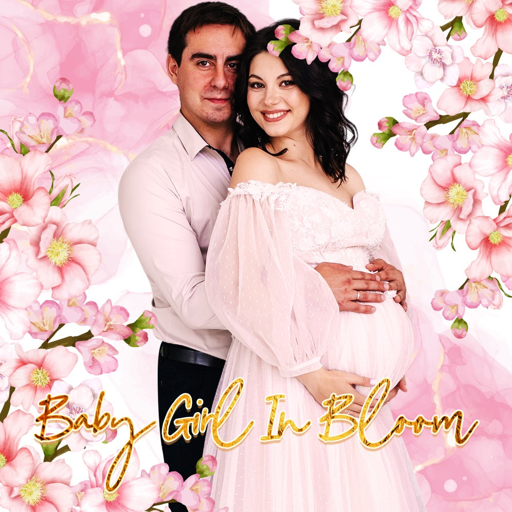 Baby Shower Backdrops Pink Petal Embrace Personalized Backdrop LXX6-232