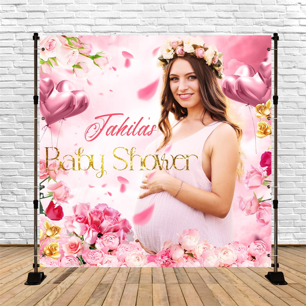 Baby Shower Backdrop Pink Elegance Blossom Customized Backdrop LXX6-239