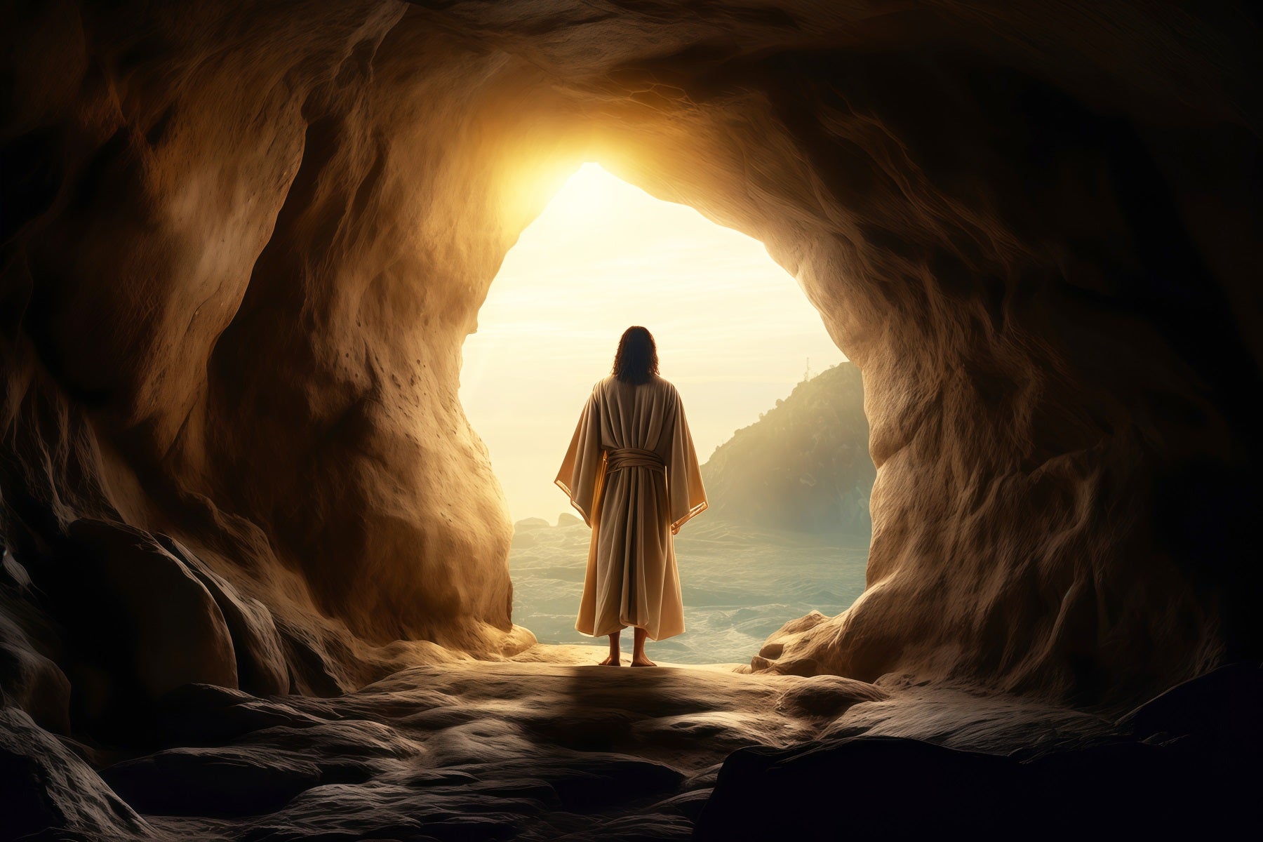 Christian Easter Photo Backdrops He Is Risen Savior Cave Easter Picture Backdrops LXX61-132