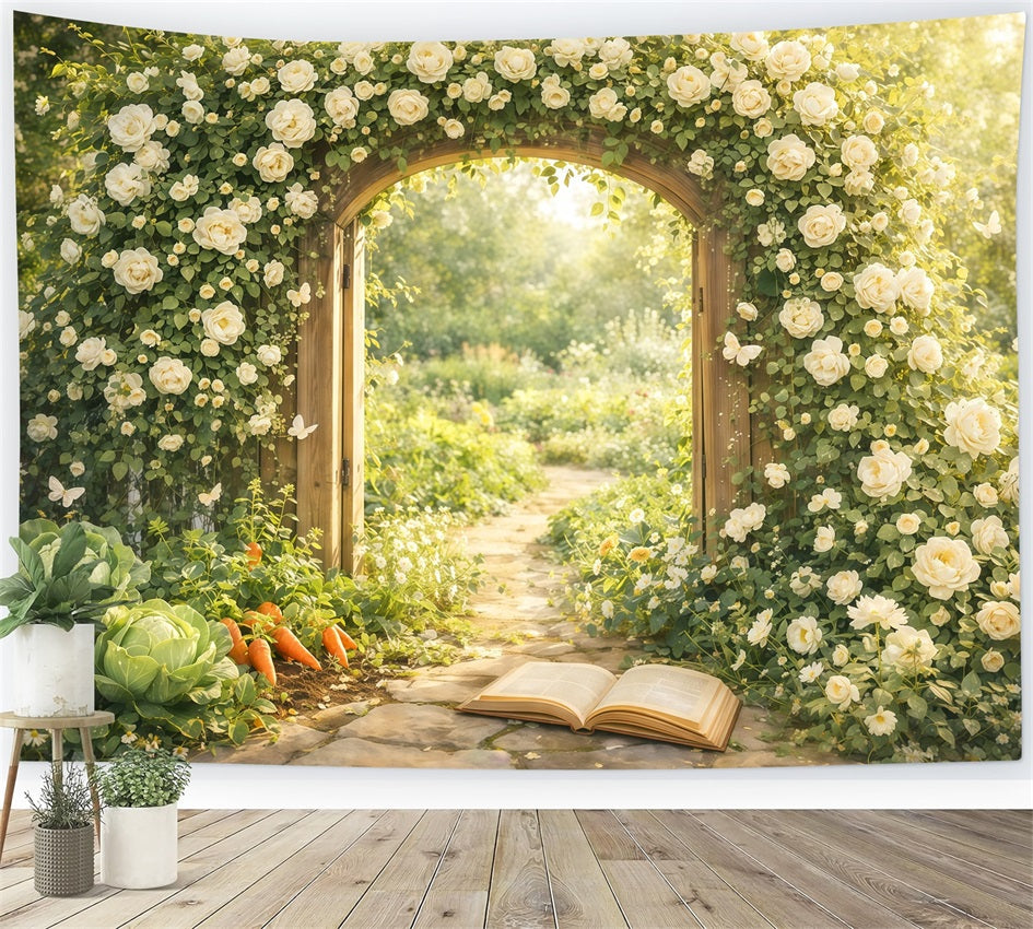 Garden Backdrop For Photoshoot Storybook Garden Arch Path Spring Backdrop For Pictures LXX61-163