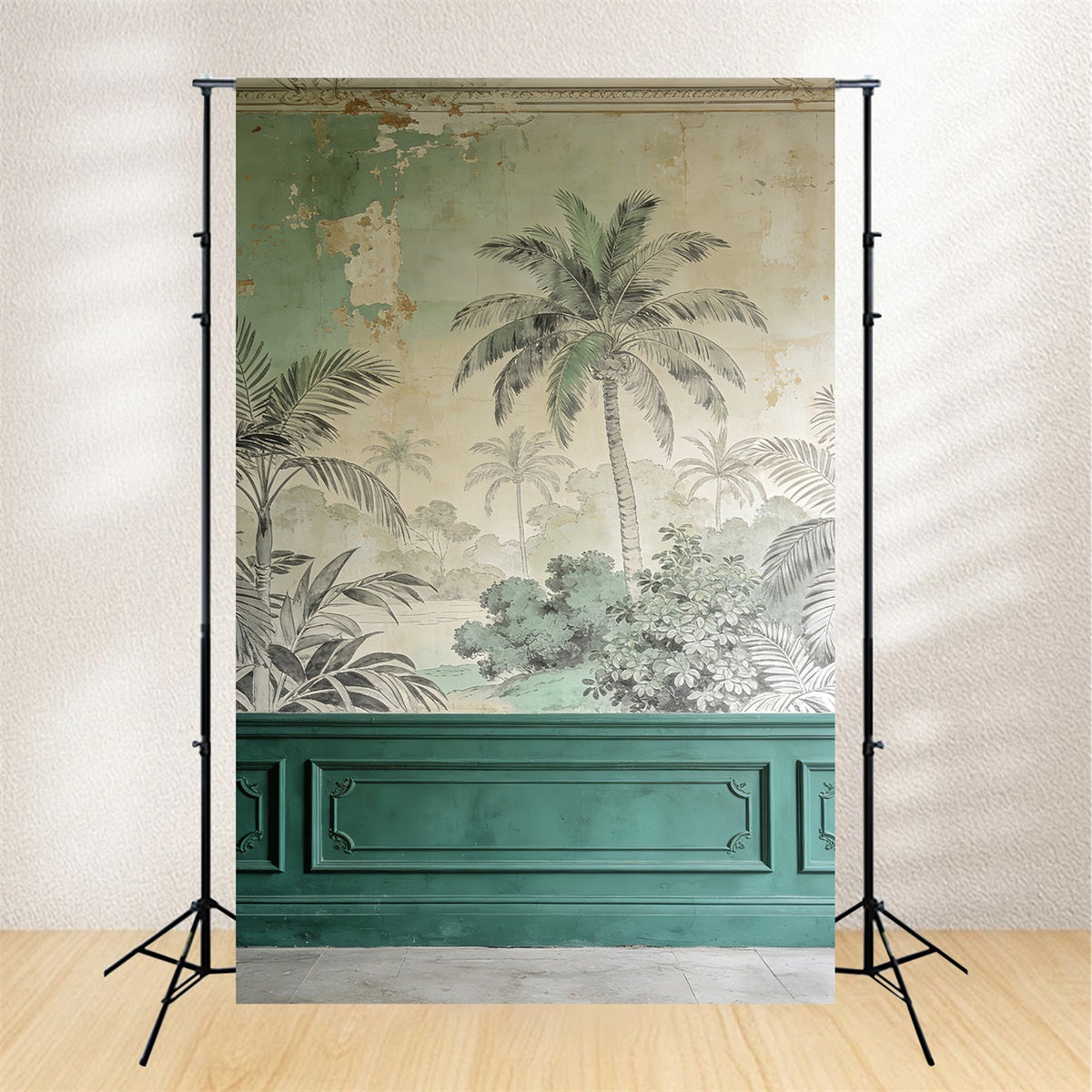Portrait Backdrop Ideas Vintage Palm Mural Elegance Family Portrait Backdrop LXX61-21