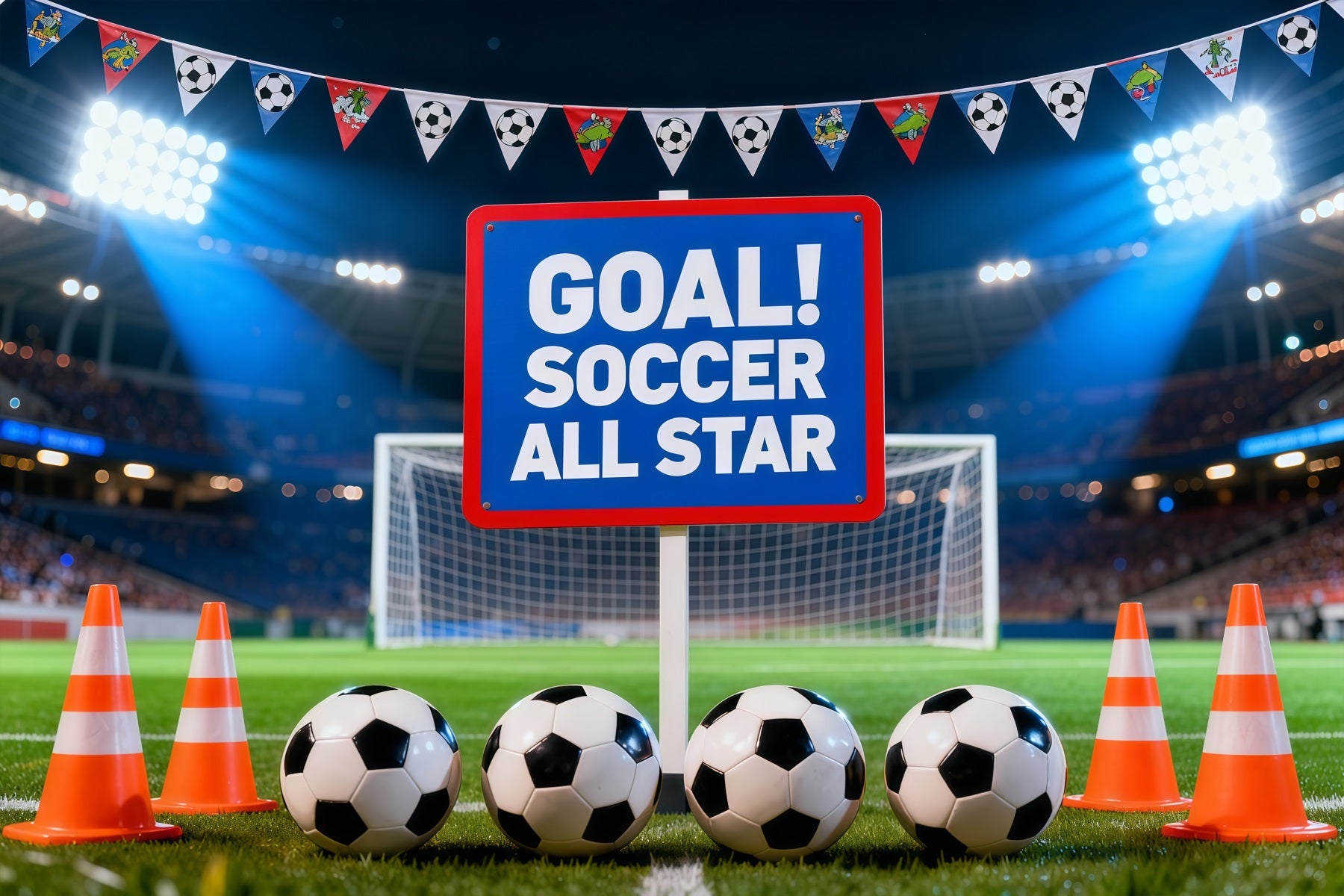 Soccer Stadium Backdrop Goal Celebration Training Field Sports Theme Backdrop LXX61-224
