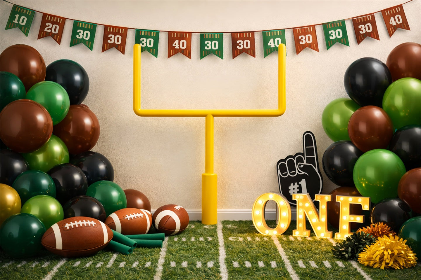 Football Photography Backdrop First Birthday Goalpost Party Sports Photo Backdrops LXX61-232