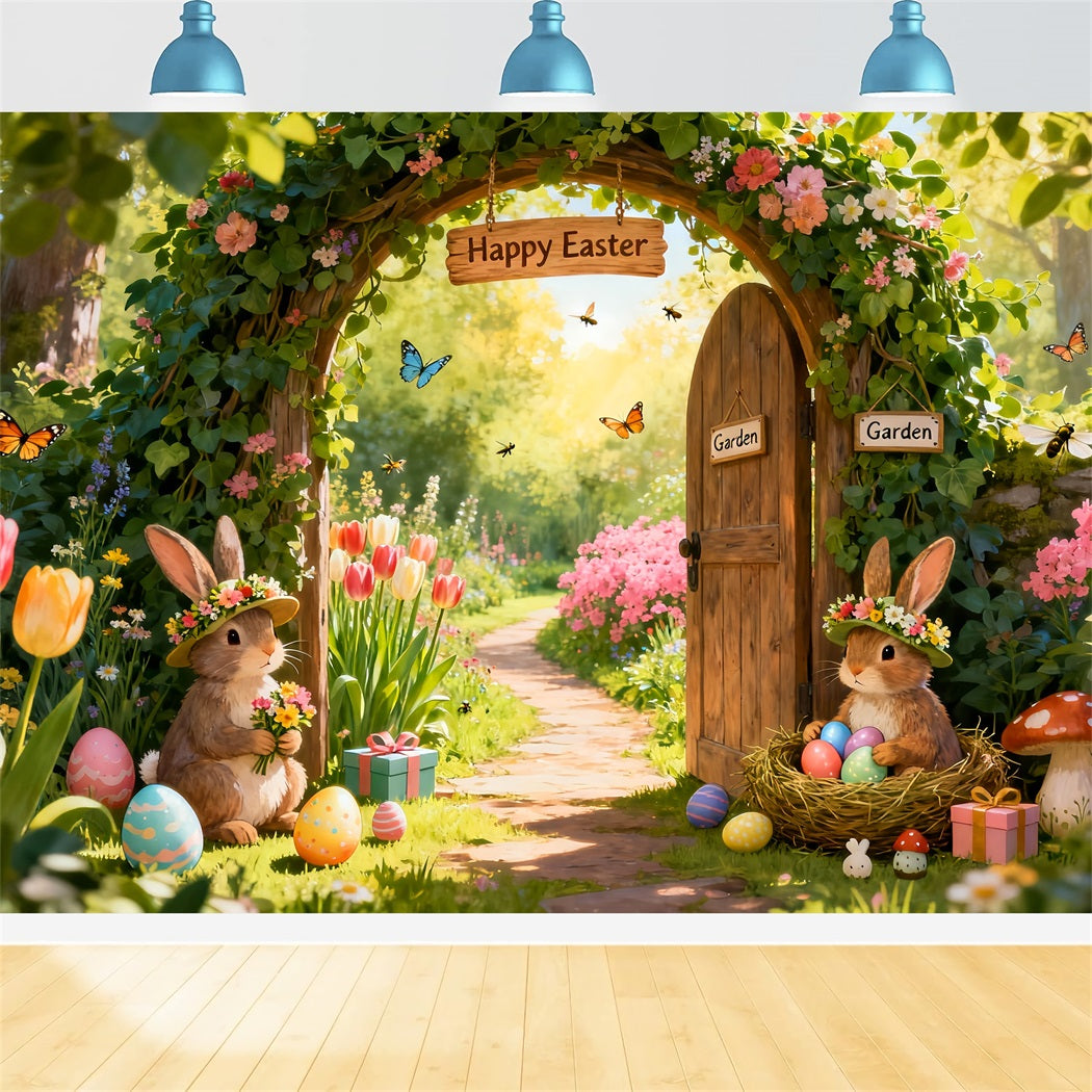Easter Bunny Backdrops Enchanted Garden Flower Arch Photo Shoot Easter Backdrop LXX61-74