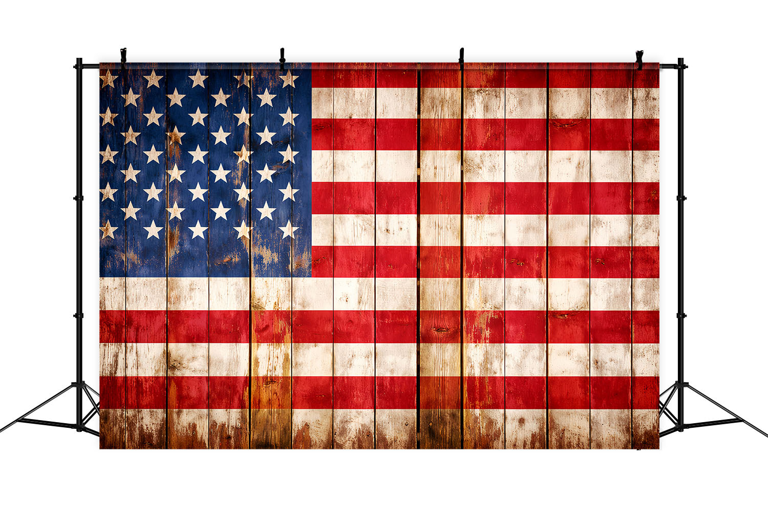 American Flag Backdrop Vintage Wood Stars Stripes Independence Day Backdrop LXX62-1